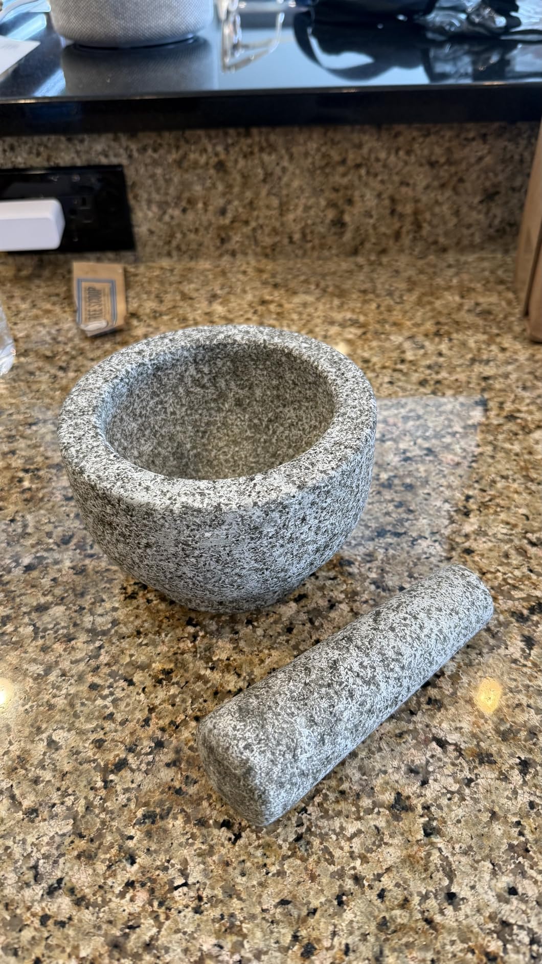 GORILLA GRIP Heavy Duty Mortar and Pestle Set with Slip Resistant Base, 100% Granite Stone Molcajete Guacamole Bowl, Grind Seeds, Garlic, Herb, Kitchen Muddler, Essentials for Chefs, 1.5 Cup Gray Customer Review GORILLA GRIP Heavy Duty Mortar and Pestle Set with Slip Resistant Base, 100% Granite Stone Molcajete Guacamole Bowl, Grind Seeds, Garlic, Herb, Kitchen Muddler, Essentials for Chefs, 1.5 Cup Gray - Customer Photo 2