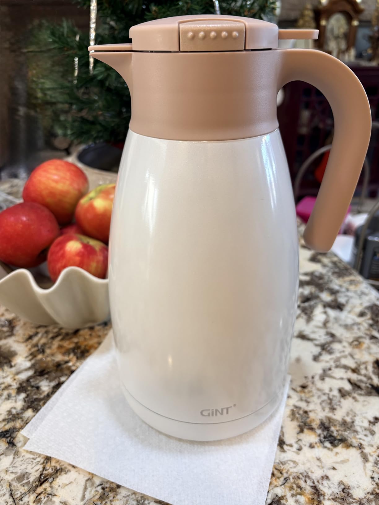 GiNT 34Oz Thermal Coffee Carafe, Insulated Stainless Steel Coffee Carafes for Keeping Hot/Double Walled Vacuum Coffee Carafe (Silver, 1L) - Customer Photo 1