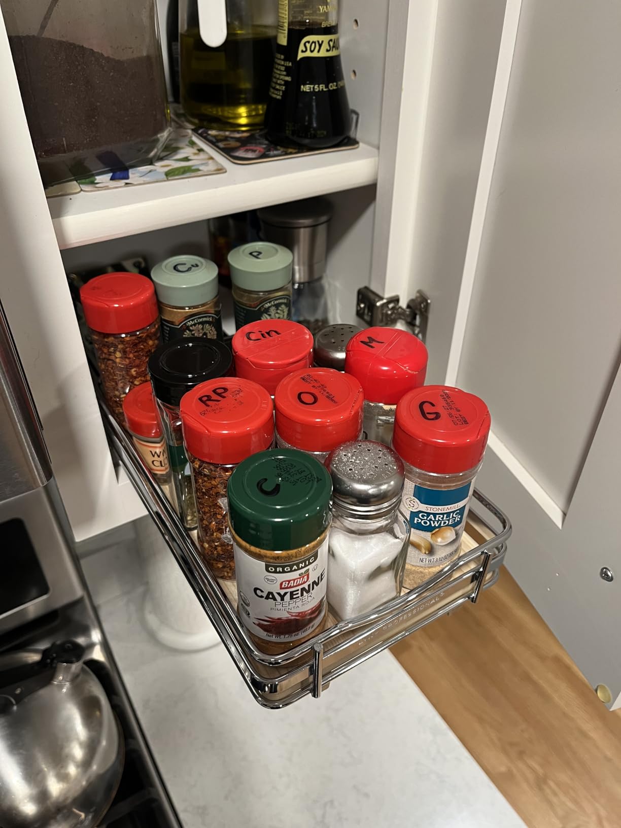 LYNK PROFESSIONAL Pull Out Spice Rack Organizer for Inside Kitchen Cabinets - 4-3/8 inch Wide - Slide Out Drawer – Chrome Sliding Spice Organization for cabinet - Spice Racks - 2 Tier Customer Review LYNK PROFESSIONAL Pull Out Spice Rack Organizer for Inside Kitchen Cabinets - 4-3/8 inch Wide - Slide Out Drawer – Chrome Sliding Spice Organization for cabinet - Spice Racks - 2 Tier - Customer Photo 2