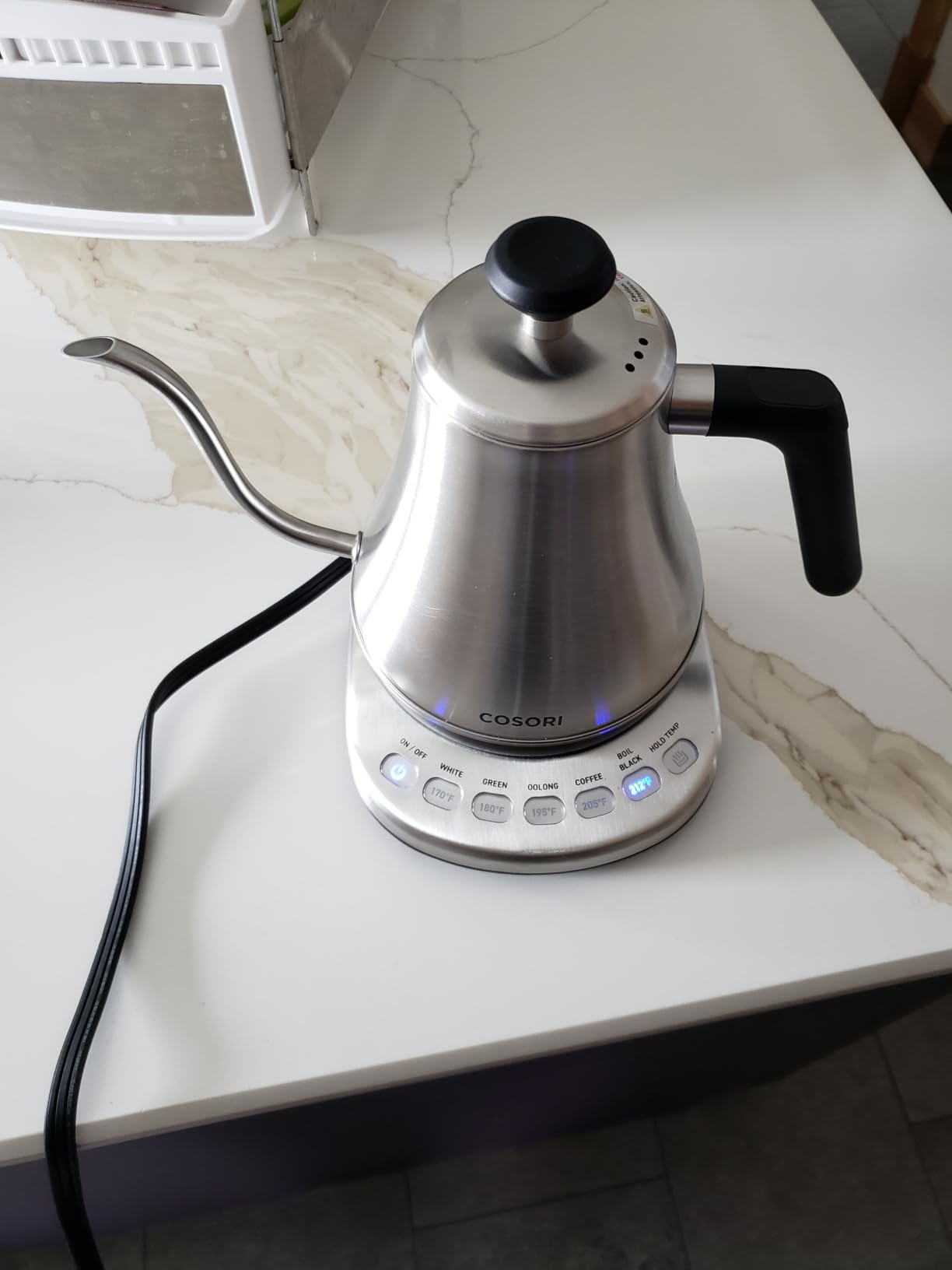 COSORI Electric Gooseneck Kettle with 5 Temperature Control Presets, Pour Over Kettle for Coffee & Tea, Hot Water Boiler, 100% Stainless Steel Inner Lid & Bottom, 1200W/0.8L Customer Review COSORI Electric Gooseneck Kettle with 5 Temperature Control Presets, Pour Over Kettle for Coffee & Tea, Hot Water Boiler, 100% Stainless Steel Inner Lid & Bottom, 1200W/0.8L - Customer Photo 1