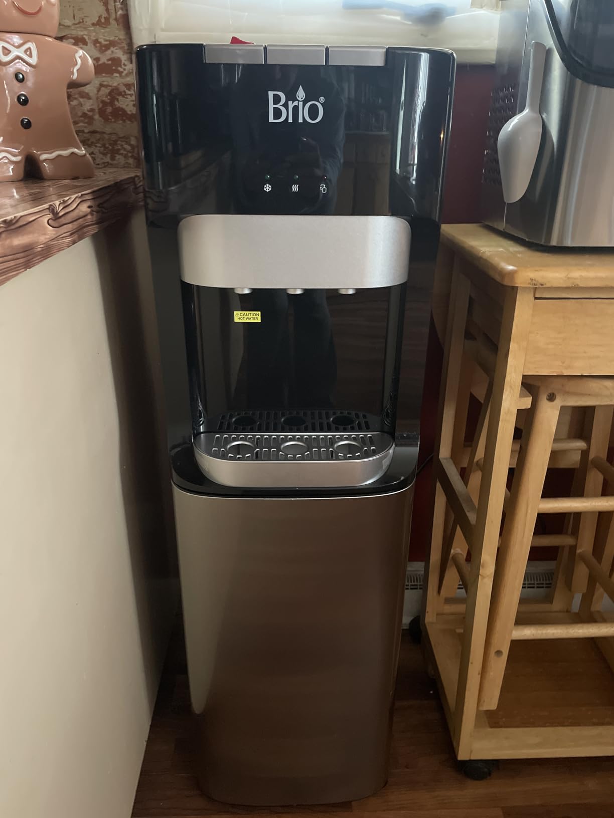 Brio Bottom Loading Water Cooler Dispenser for 5 Gallon Bottles - 3 Temperatures with Hot, Room & Cold Spouts, Child Safety Lock, LED Display with Empty Bottle Alert, Stainless Steel - Customer Photo 1
