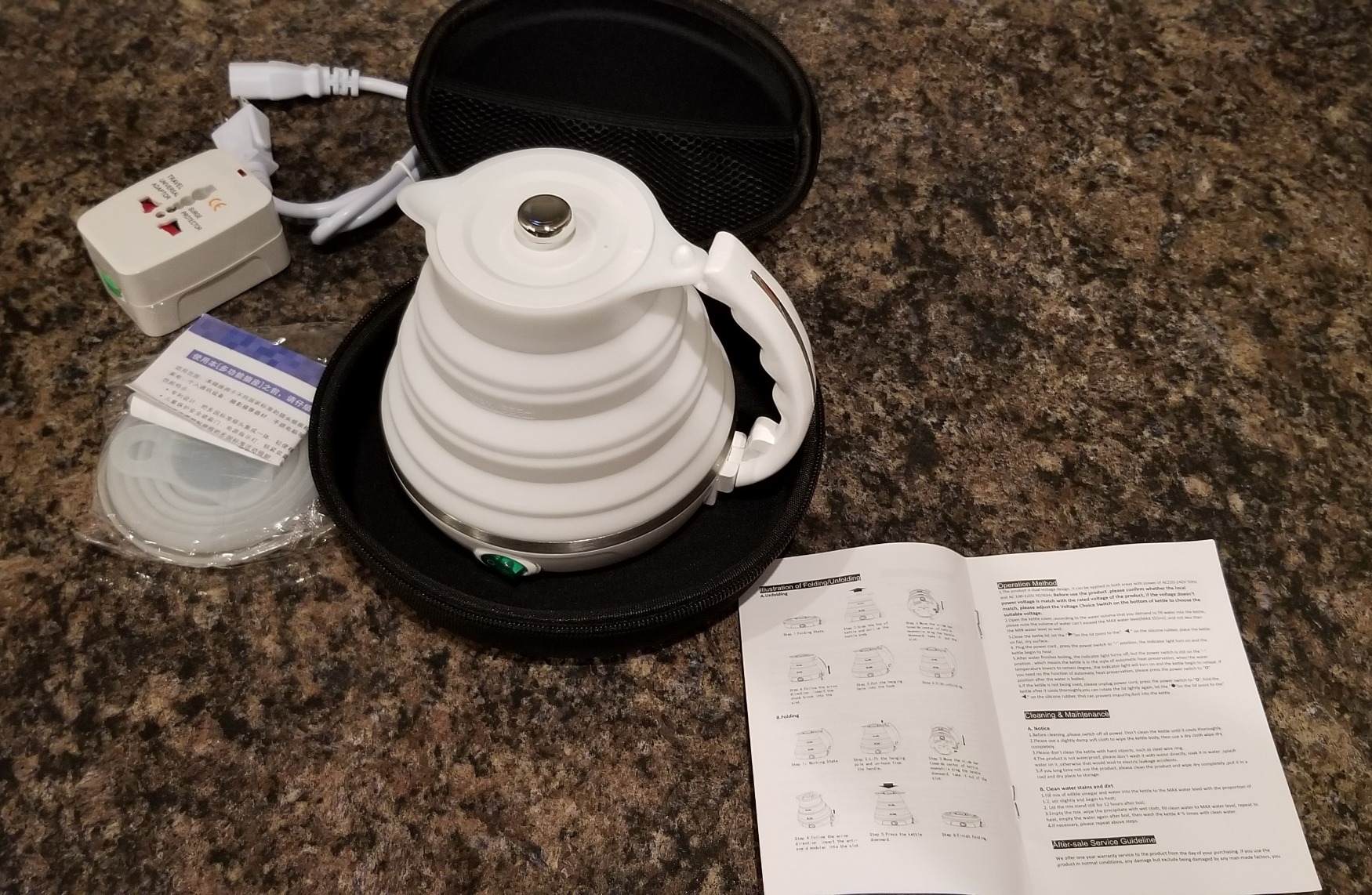Upgrade Travel Kettle, ShineMe Food Grade Silicone Dual Voltage 110-220V Ultrathin Portable Electric Water Kettle with Cup, Universal Adaptor and Detachable Power Cord, 555ML (White) Customer Review Upgrade Travel Kettle, ShineMe Food Grade Silicone Dual Voltage 110-220V Ultrathin Portable Electric Water Kettle with Cup, Universal Adaptor and Detachable Power Cord, 555ML (White) - Customer Photo 2