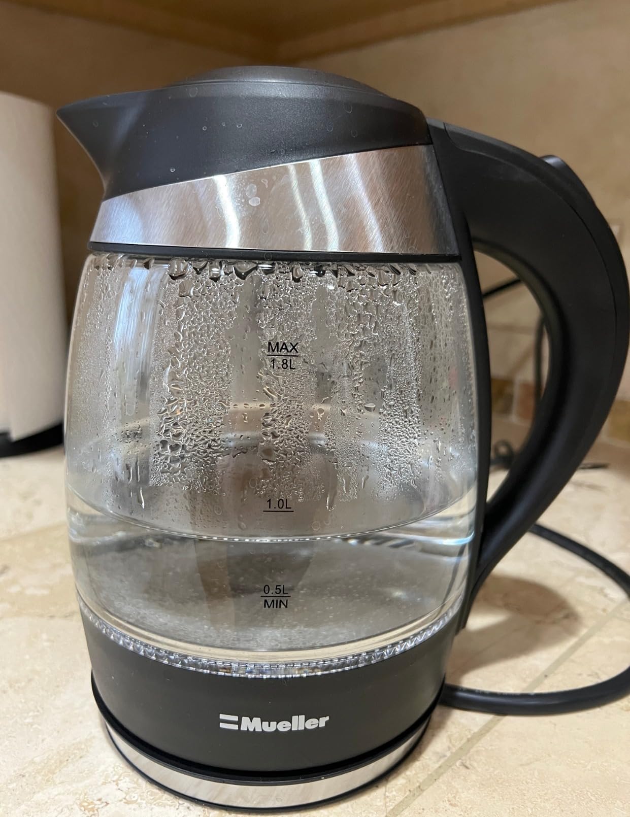 Mueller Living Electric Kettle, Electric Tea Kettle for Boiling Water, 1500W SpeedBoil with Automatic Shutoff, 1.8L Cordless with LED Light, Borosilicate Glass Tea Kettle Pot Water Heater, BPA Free - Customer Photo 2