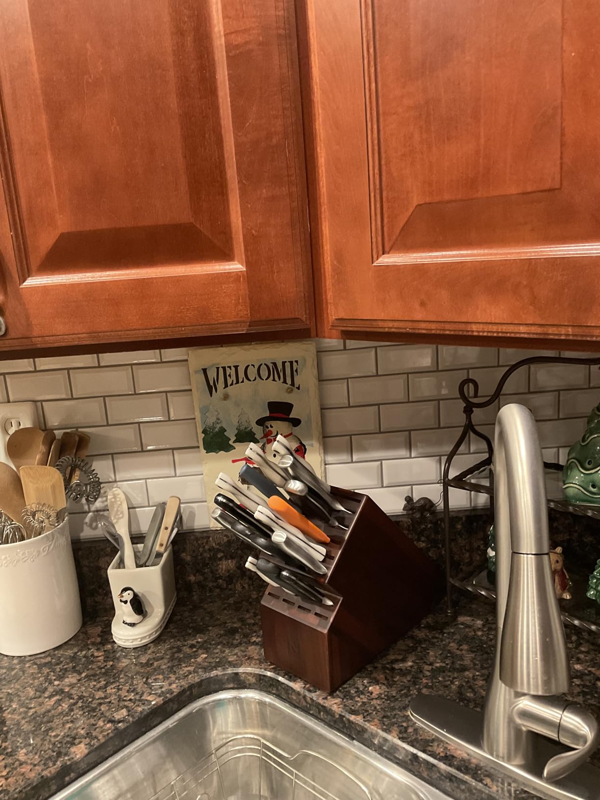 Cook N Home Acacia Wood Knife Storage Block without Knives, 20 Slot Universal Knife Holder Countertop Butcher Block Knife Stand - Customer Photo 2