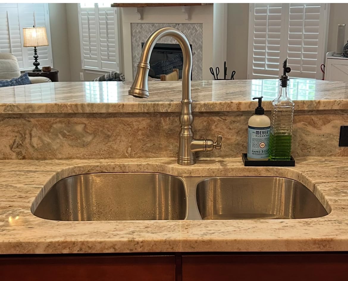 Moen Weymouth Oil Rubbed Bronze One Handle Spring Pulldown Kitchen Faucet, Farmhouse Kitchen Sink Faucet with Power Boost for a Faster Clean, S73104ORB Customer Review Moen Weymouth Oil Rubbed Bronze One Handle Spring Pulldown Kitchen Faucet, Farmhouse Kitchen Sink Faucet with Power Boost for a Faster Clean, S73104ORB - Customer Photo 2
