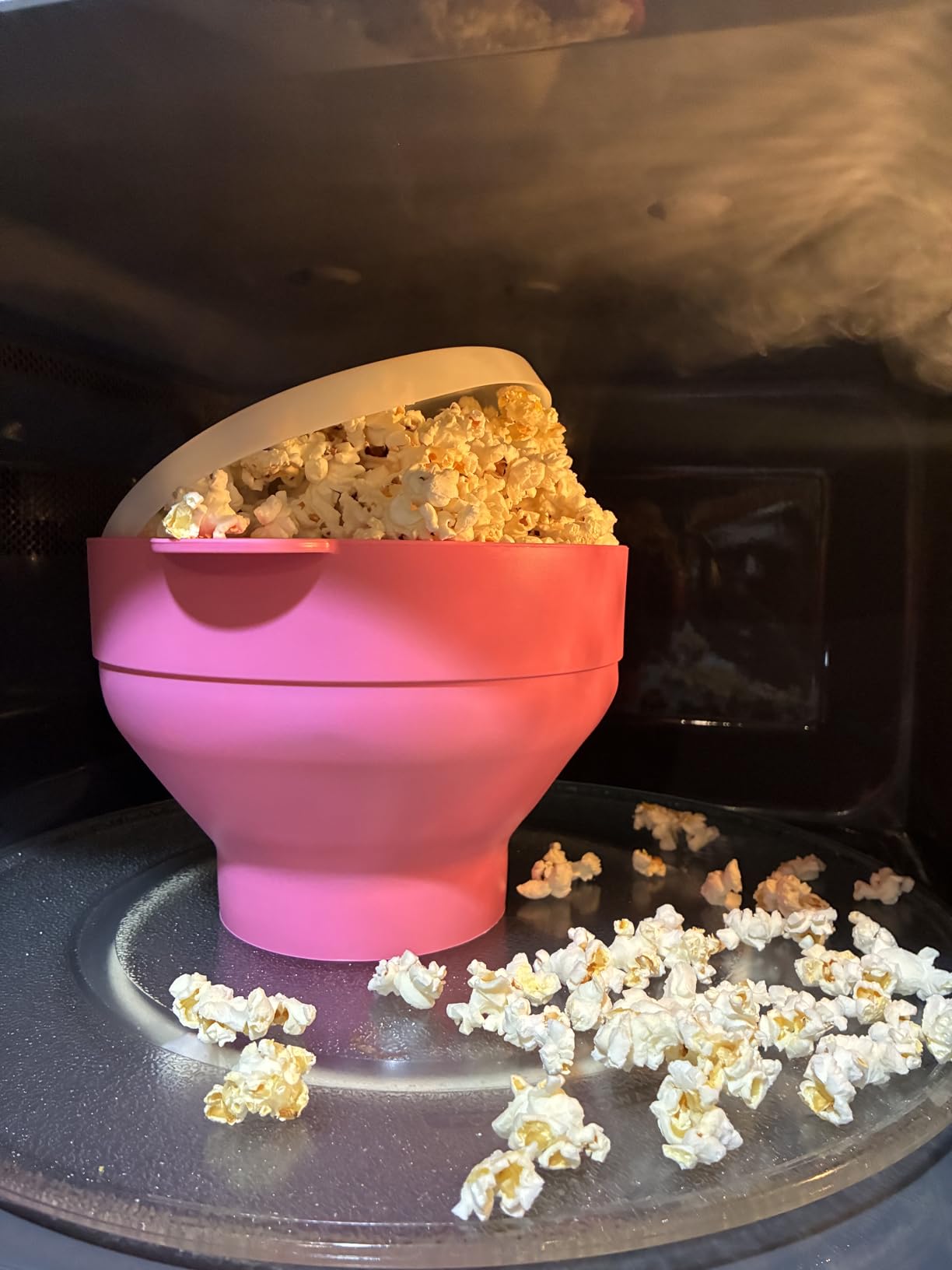 The Original Proper Popper Microwave Popcorn Popper, Silicone Popcorn Maker, Collapsible Bowl BPA Free and Dishwasher Safe - (Turquoise) - Customer Photo 2