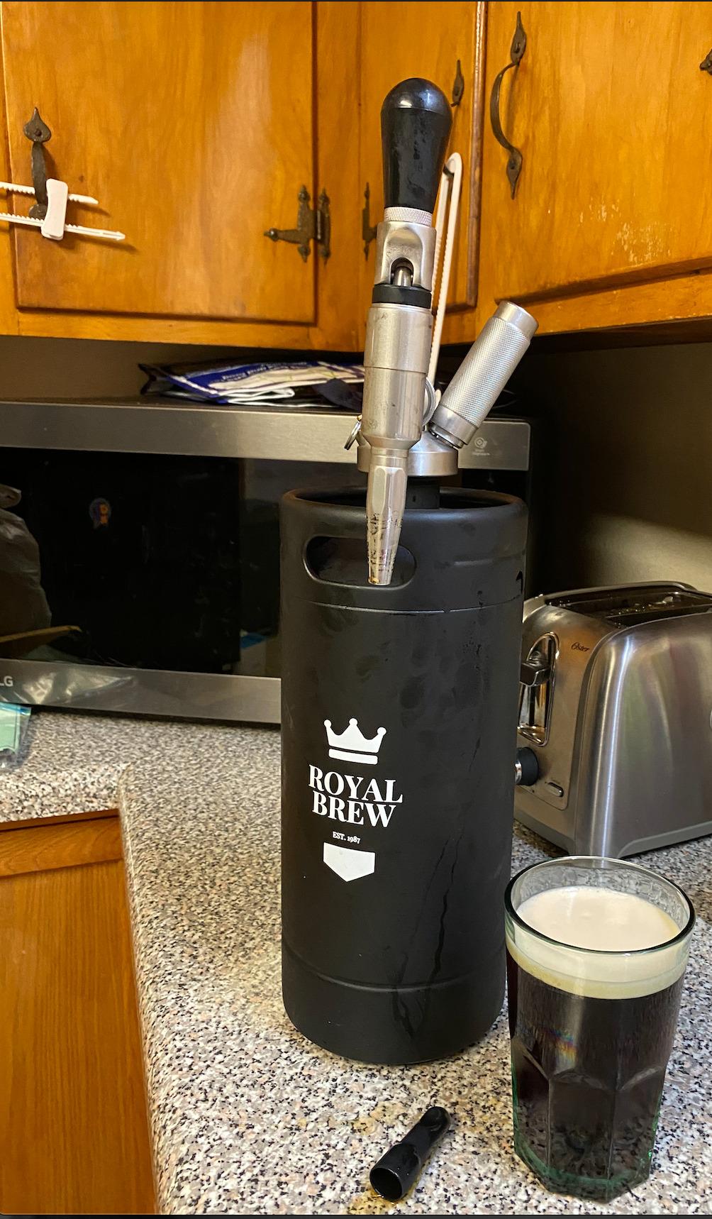 The Original Royal Brew Nitro Cold Brew Coffee Maker - Gift for Coffee Lovers -128 oz Extra Large Home Keg, Nitrogen Gas System Coffee Dispenser Kit - Use Nitrogen or Nitrous Oxide - Customer Photo 2
