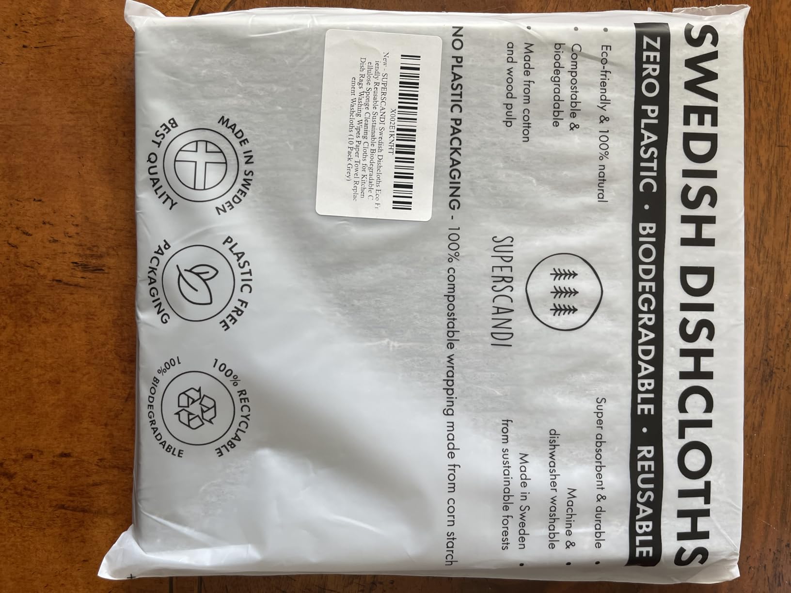 SUPERSCANDI 10 Pack Swedish Dishcloths for Kitchen - 100% Biodegradable & Compostable Reusable Paper Towels Washable, Food-Safe & Without Plastic - Dish Rags Suitable for Any Surface, Grey Customer Review SUPERSCANDI 10 Pack Swedish Dishcloths for Kitchen - 100% Biodegradable & Compostable Reusable Paper Towels Washable, Food-Safe & Without Plastic - Dish Rags Suitable for Any Surface, Grey - Customer Photo 2