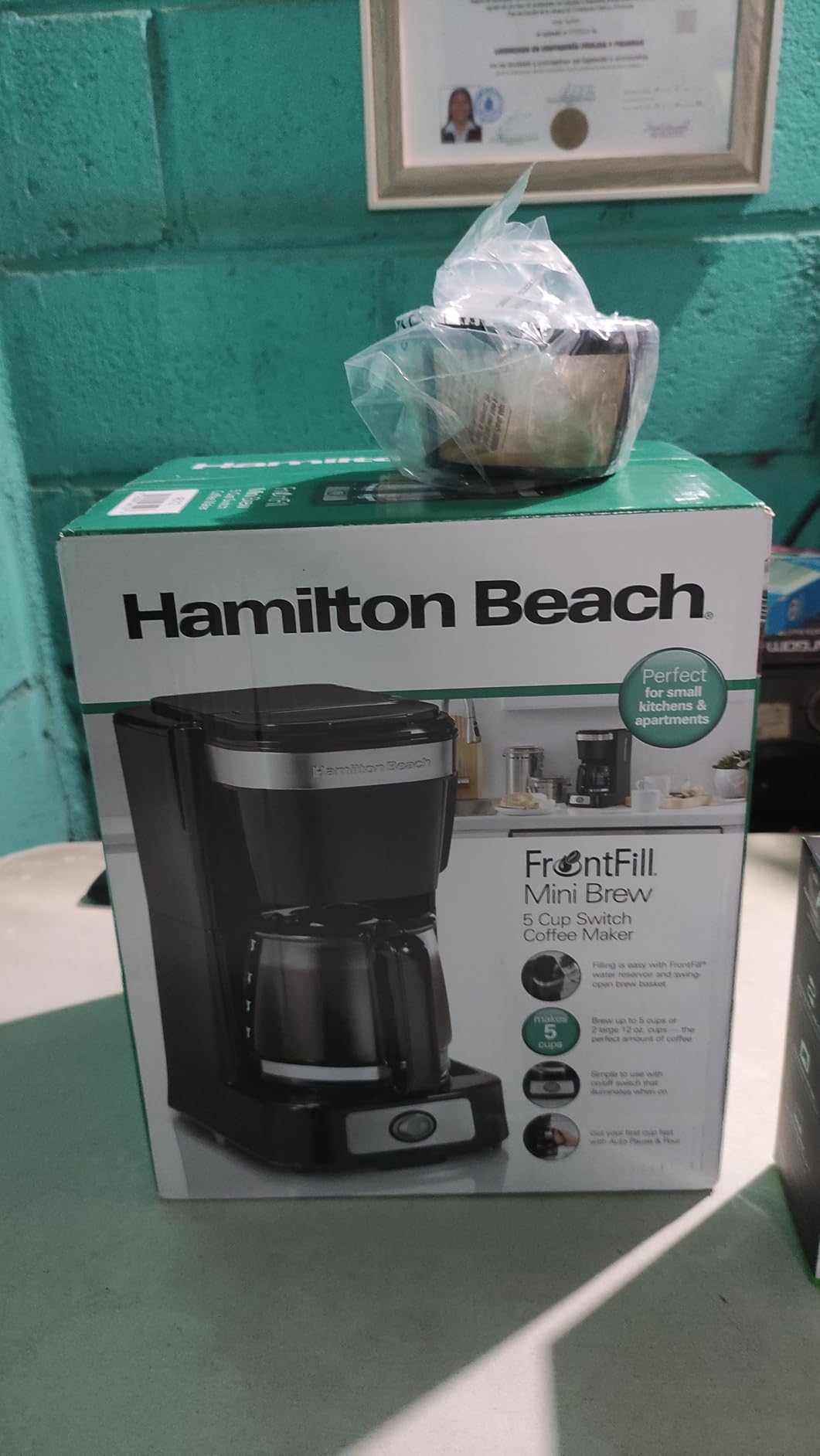 Hamilton Beach 5 Cup Drip Coffee Maker with Easy FrontFill Basket, Compact Design, Programmable Clock, Glass Carafe, Auto Pause and Pour, Black & Stainless Steel (46111) Customer Review Hamilton Beach 5 Cup Drip Coffee Maker with Easy FrontFill Basket, Compact Design, Programmable Clock, Glass Carafe, Auto Pause and Pour, Black & Stainless Steel (46111) - Customer Photo 1