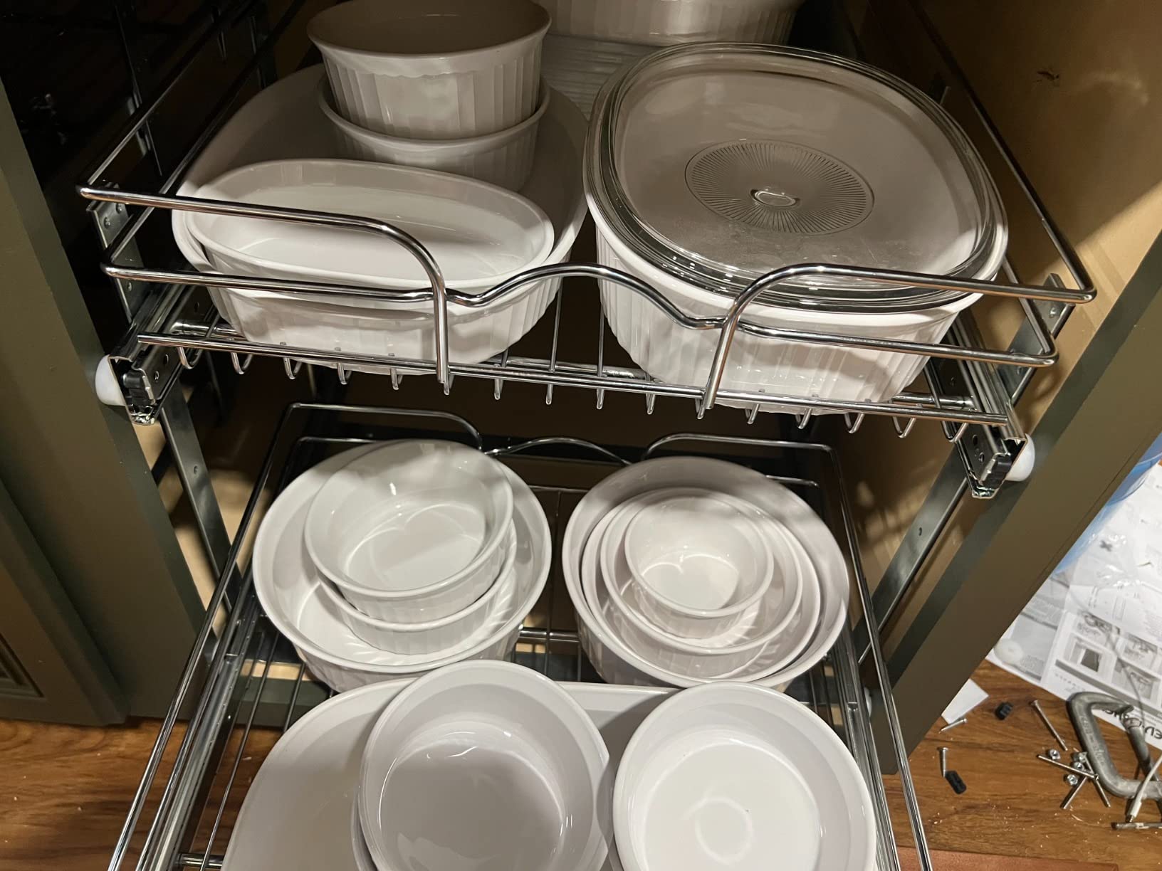 Rev-A-Shelf 2-Tier Kitchen Cabinet Pullout Shelf and Drawer Organizer Slide Out Pantry Storage Basket in Multiple Sizes, 15 x 22 In, 5WB2-1522CR-1 Customer Review Rev-A-Shelf 2-Tier Kitchen Cabinet Pullout Shelf and Drawer Organizer Slide Out Pantry Storage Basket in Multiple Sizes, 15 x 22 In, 5WB2-1522CR-1 - Customer Photo 1
