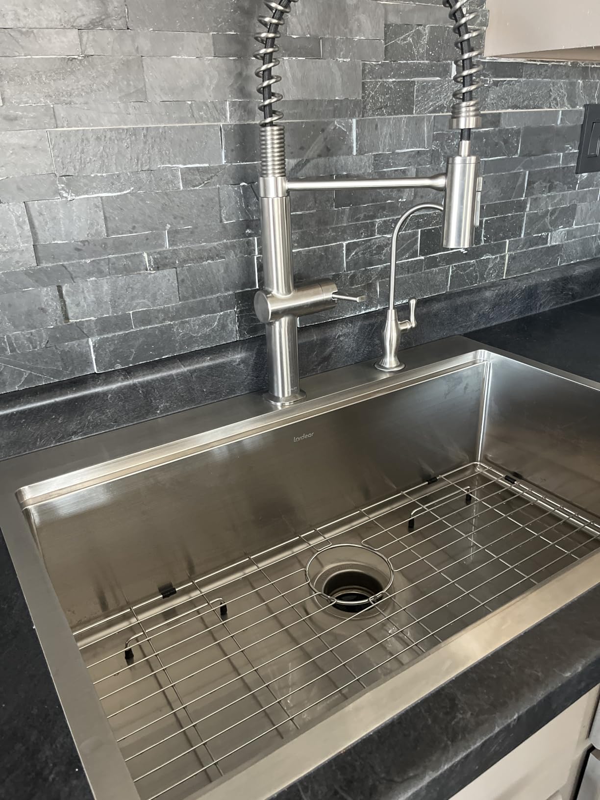 Lordear 33 Inch Drop In Kitchen Sink Workstation All In One SUS304 16 Gauge Stainless Steel 33x22 Drop In Sinks Single Bowl Handmade Above the Counter - Customer Photo 2