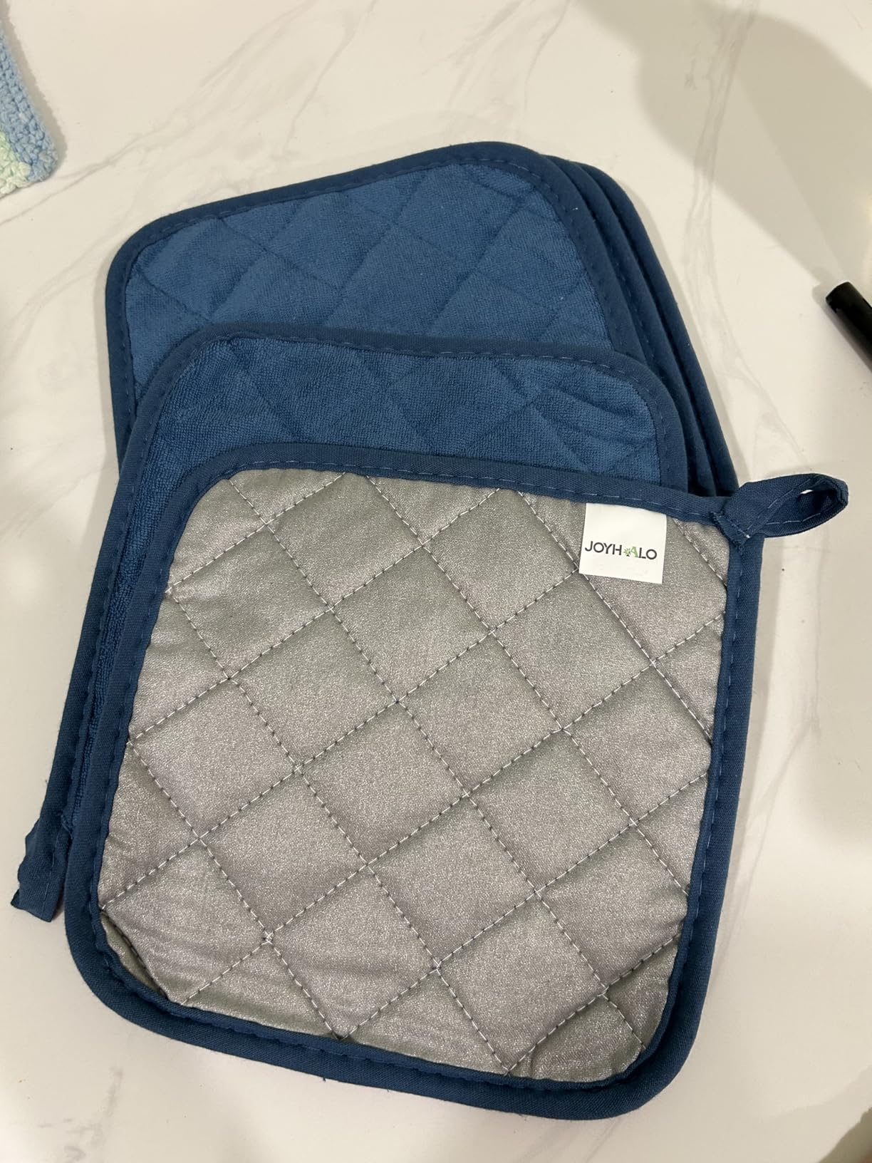 Pot Holders Clearance for Kitchen Heat Resistant Potholder, Hot Pads, Trivet for Cooking and Baking (5, Dark Blue) - Customer Photo 1