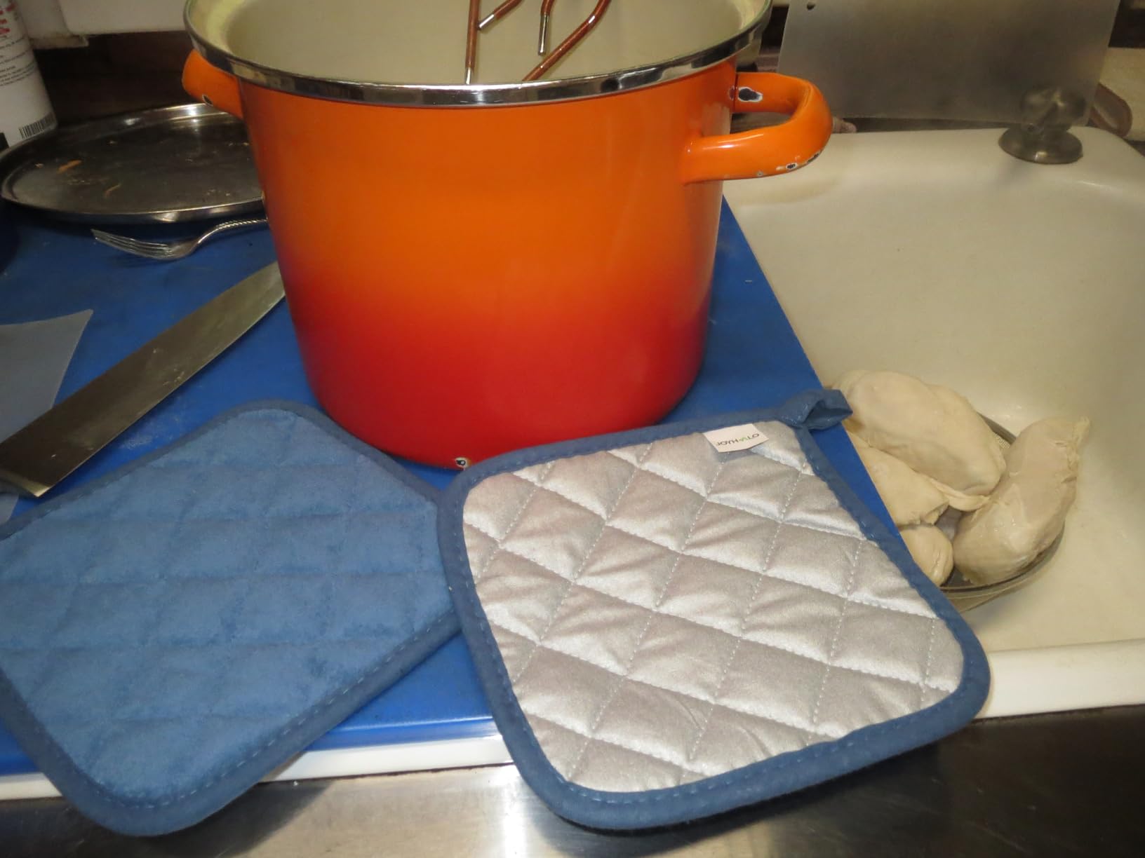 Pot Holders Clearance for Kitchen Heat Resistant Potholder, Hot Pads, Trivet for Cooking and Baking (5, Dark Blue) - Customer Photo 2