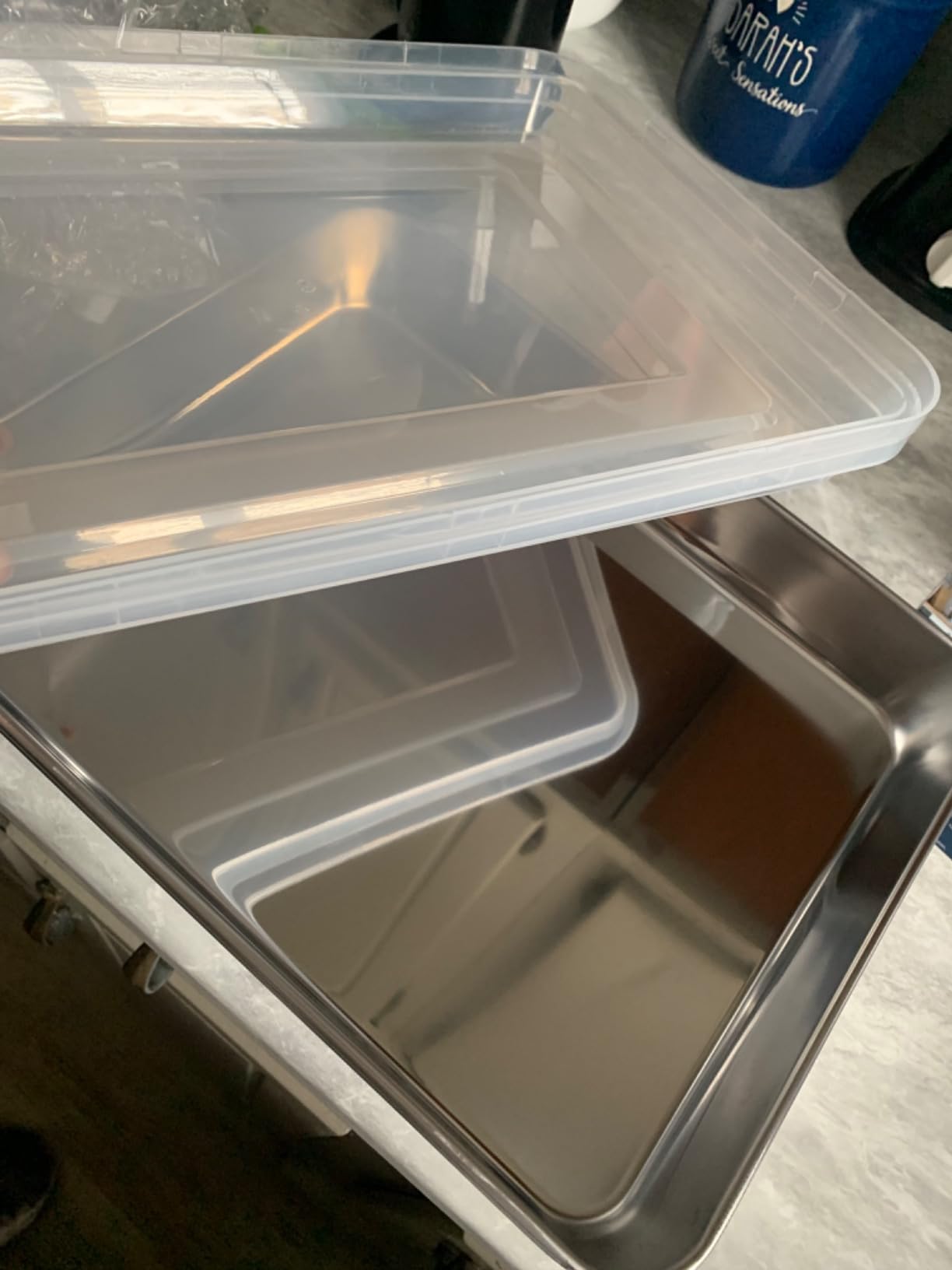 E-far Stainless Steel Baking Pan with Lid, 12⅓ x 9¾ x 2 Inch Rectangle Sheet Cake Pans with Covers Bakeware for Cakes Brownies Casseroles, Non-toxic & Healthy, Heavy Duty & Dishwasher Safe - Set of 2 Customer Review E-far Stainless Steel Baking Pan with Lid, 12⅓ x 9¾ x 2 Inch Rectangle Sheet Cake Pans with Covers Bakeware for Cakes Brownies Casseroles, Non-toxic & Healthy, Heavy Duty & Dishwasher Safe - Set of 2 - Customer Photo 2