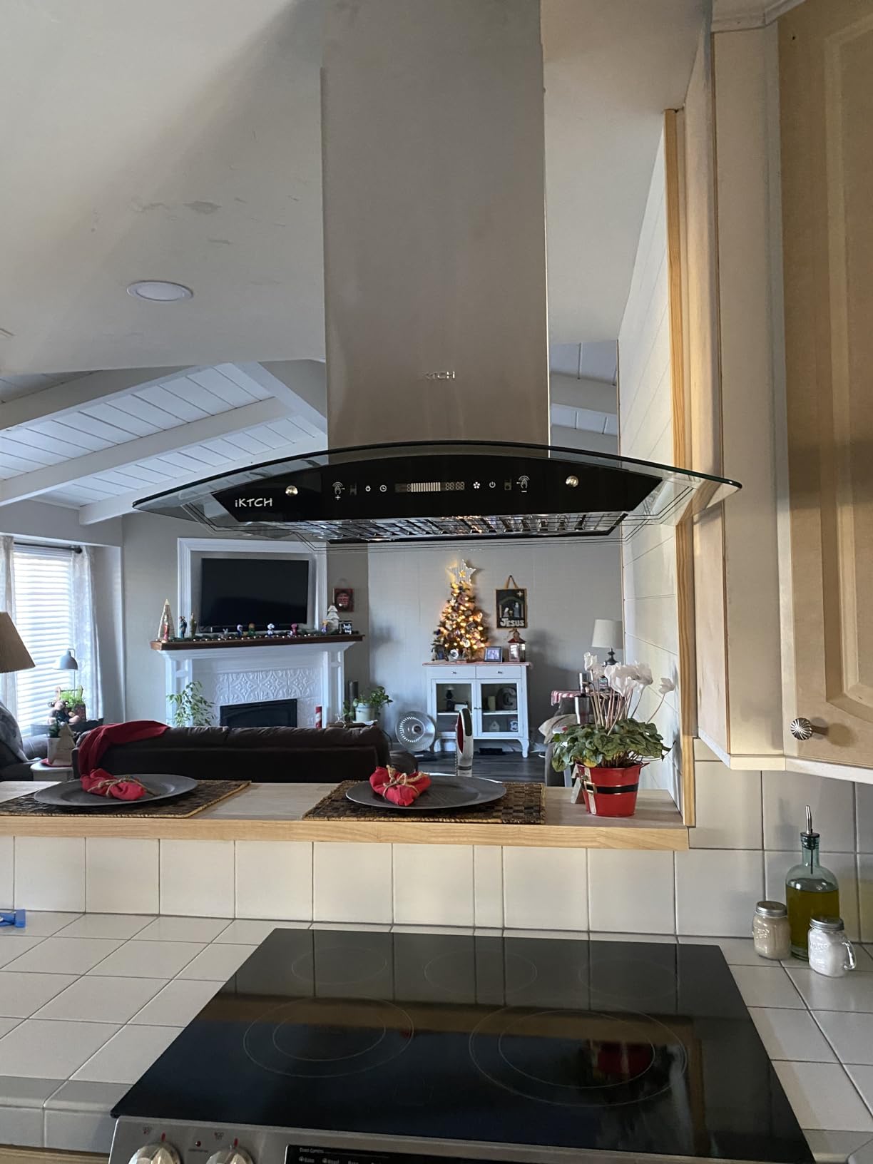 IKTCH Upgrated 36 inch Island Mount Range Hood, 900 CFM Ducted Range Hood with 4 Speed Fan, Stainless Steel with Gesture Sensing & Touch Control Making life Smarter IKIS02-36 - Customer Photo 5
