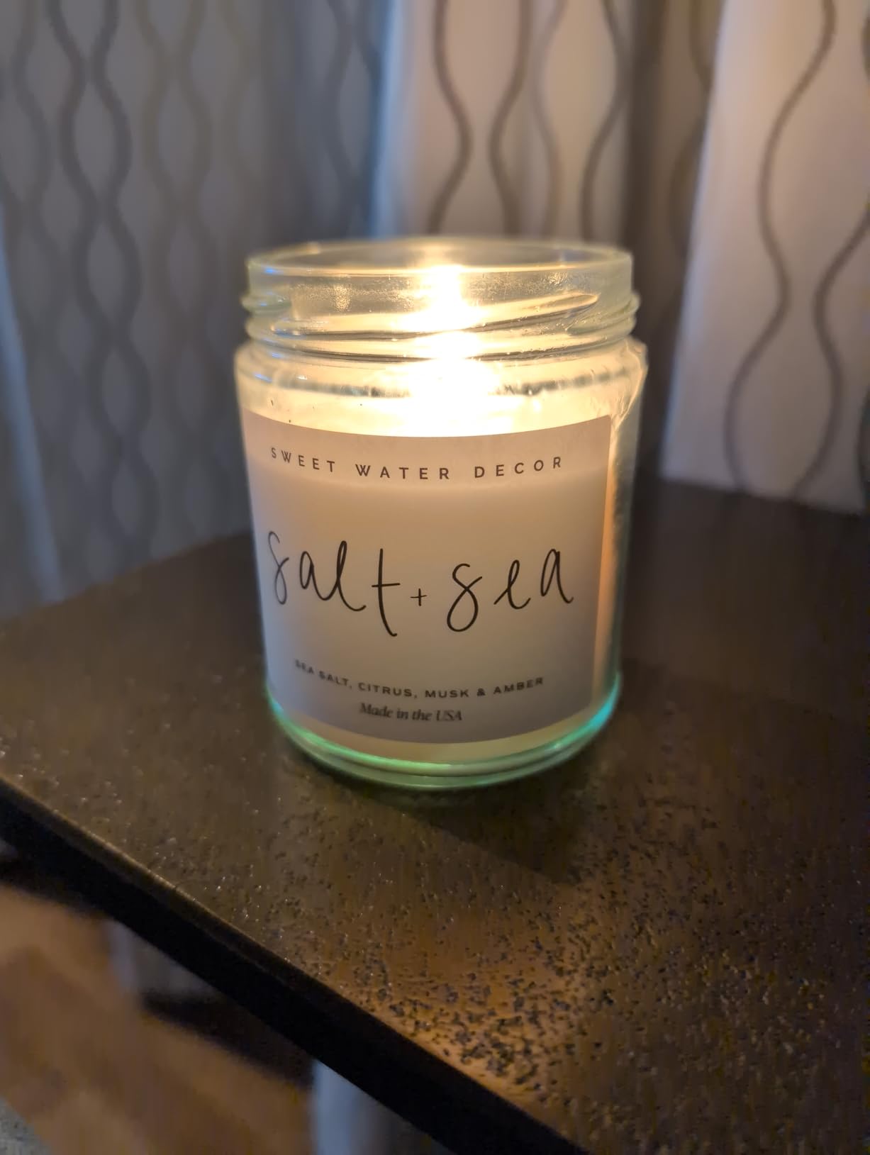 Sweet Water Decor Salt and Sea Candle - Sea Salt, Citrus, Amber, Musk, Beach Scented Soy Candles for Home - Coastal Decor for Beach Lovers - 9oz Clear Jar, 40 Hour Burn Time, Made in The USA - Customer Photo 2