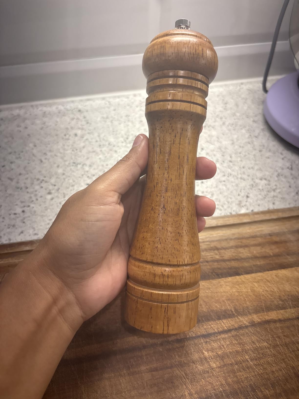 Wooden Pepper Mill or Salt Mill with a cleaning brush - 8 inch tall - Best Pepper or Salt Grinder Wood with a Adjustable Ceramic Rotor and easily refillable - Oak Wood Pepper Grinder for your kitchen - Customer Photo 5