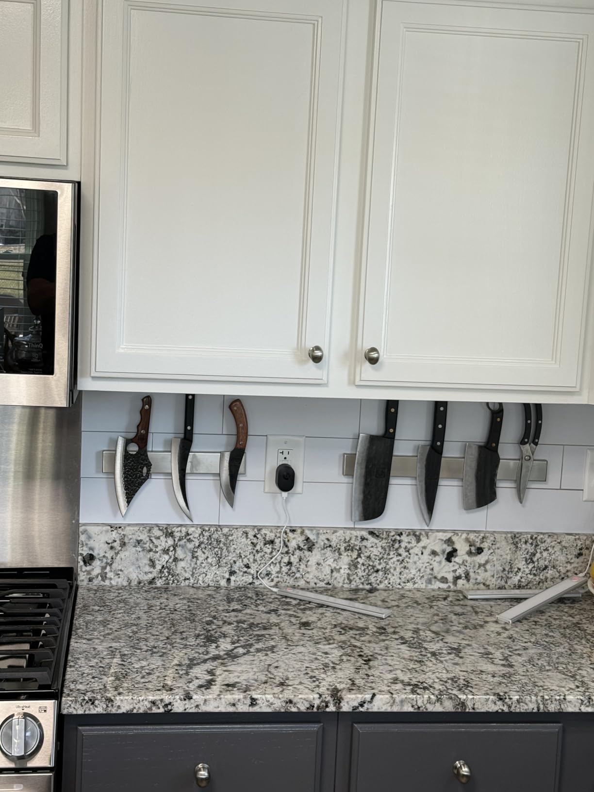 GORILLA GRIP Stainless Steel Magnetic Knife Holder for Wall, Magnet Bar for Knives, Tools, Supplies, Heavy Duty Metal Strip Holds Up to 6 lbs, Kitchen Organizer, 10 in, Non-Adhesive, Drilling Required - Customer Photo 2