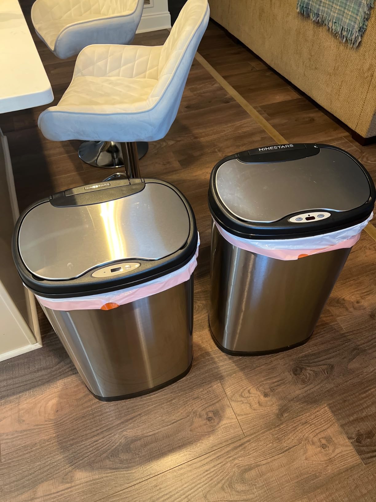 Ninestars DZT-50-25 Motion Sensor Trash Can, Large, Silver - Customer Photo 2