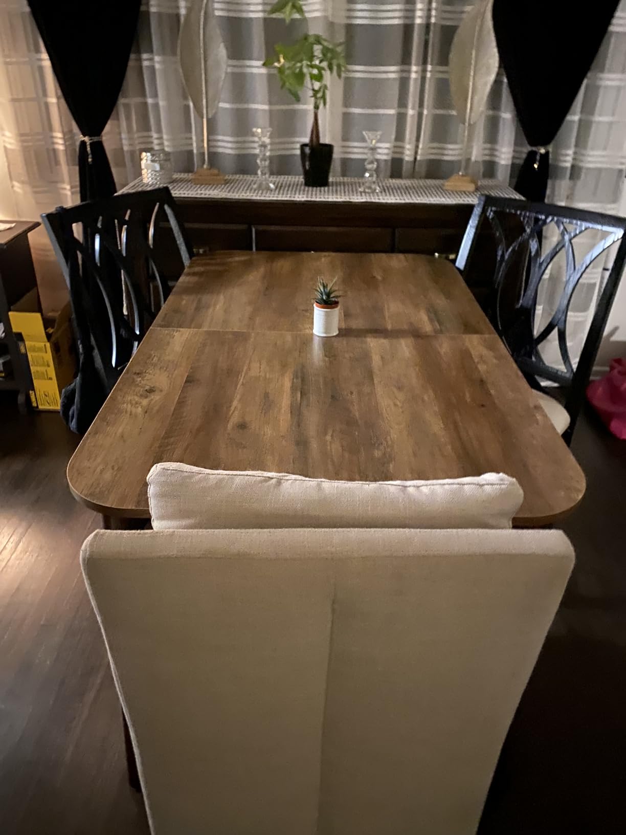 VASAGLE Folding Dining Table, Kitchen Table, Drop Leaf Extendable Table for Small Spaces, Seats 2-4 People, Industrial, Rustic Brown and Black UKDT077B01 Customer Review VASAGLE Folding Dining Table, Kitchen Table, Drop Leaf Extendable Table for Small Spaces, Seats 2-4 People, Industrial, Rustic Brown and Black UKDT077B01 - Customer Photo 2