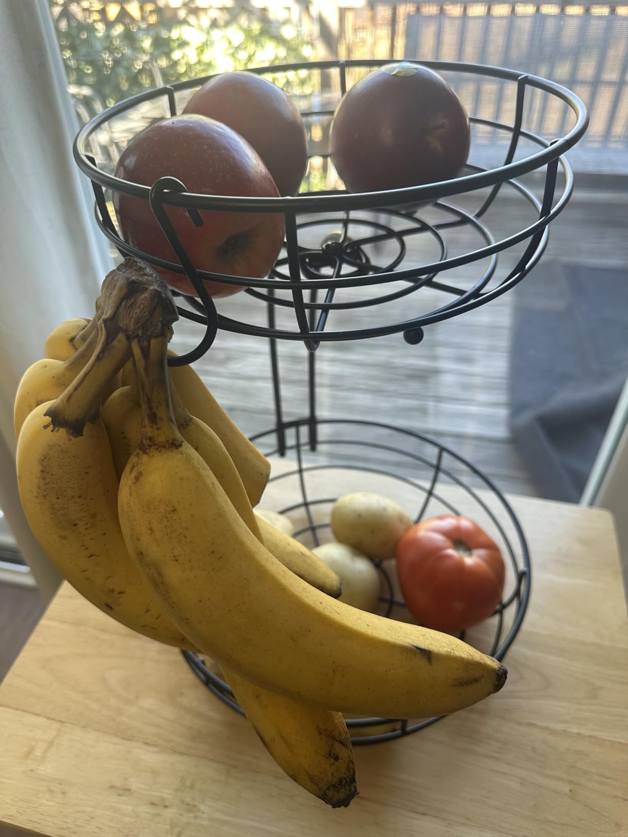 Auledio Iron 2-Tier Countertop Fruit Vegetables Basket Bowl Storage With Banana Hanger, Black, 64 ounces Customer Review Auledio Iron 2-Tier Countertop Fruit Vegetables Basket Bowl Storage With Banana Hanger, Black, 64 ounces - Customer Photo 2