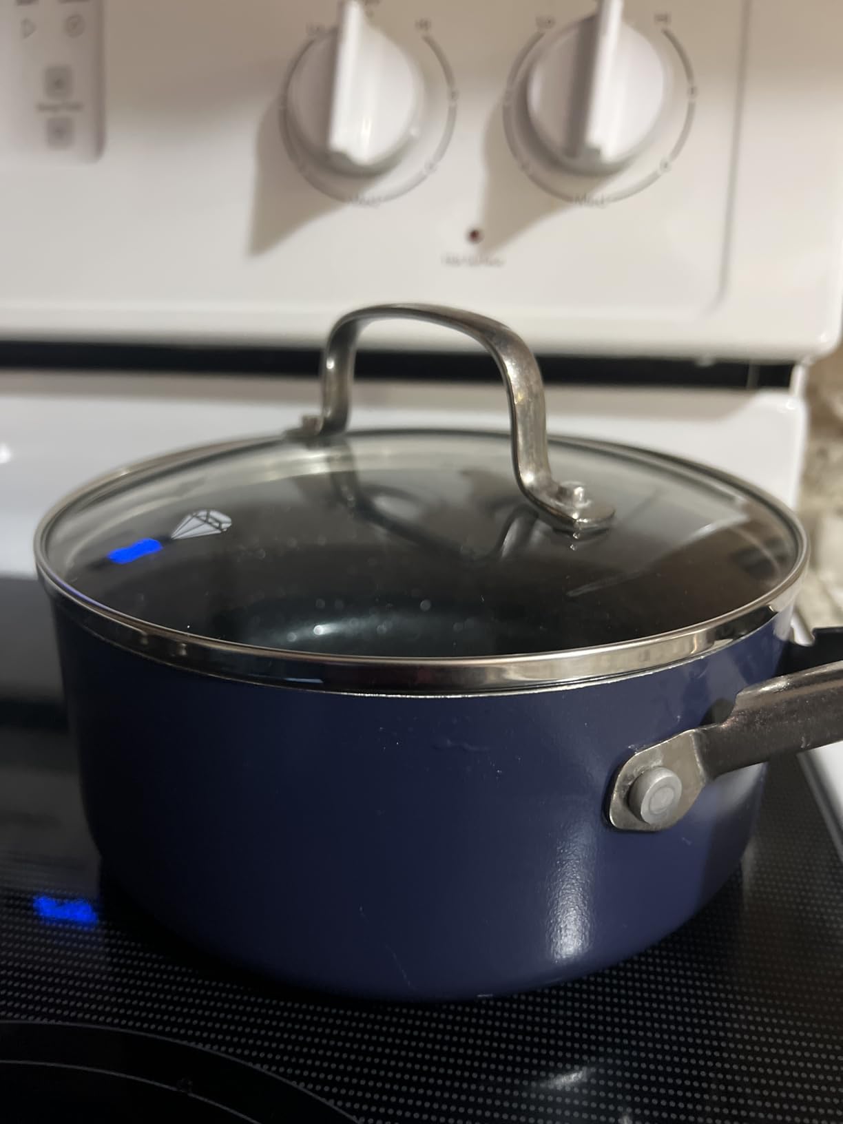 Blue Diamond Nonstick 2QT Saucepan with Lid, Non Toxic PFAS-Free Diamond Ceramic, Dishwasher & Oven Safe, Metal Utensil Safe Pot, Stay Cool Handle, Glass Lid, Blue customer photo 1