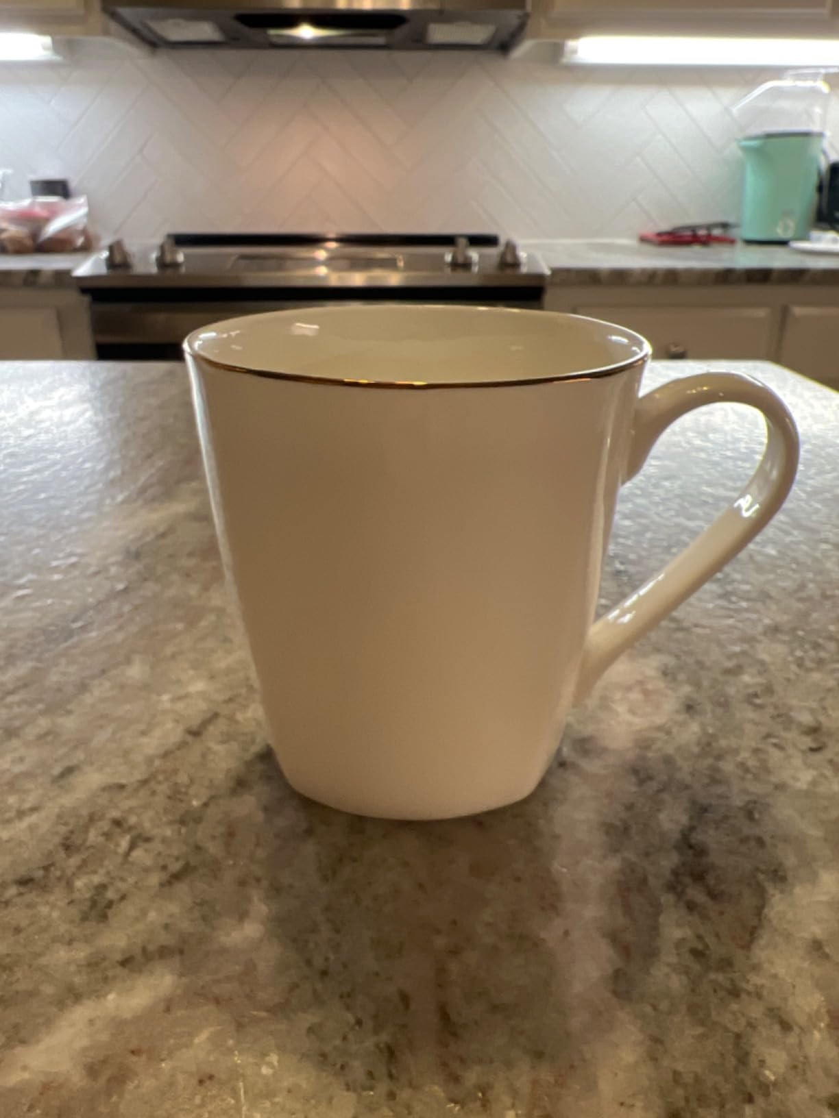 Fine Bone China Coffee Mugs Set of 4, 10oz White Espresso Cups, Lightweight Tea Cups, Porcelain Coffee Cup, Ceramic Mug with Gold Rim for Latte Mocha Cappuccino Women, Easy to Hold Microwave Safe Customer Review Fine Bone China Coffee Mugs Set of 4, 10oz White Espresso Cups, Lightweight Tea Cups, Porcelain Coffee Cup, Ceramic Mug with Gold Rim for Latte Mocha Cappuccino Women, Easy to Hold Microwave Safe - Customer Photo 1
