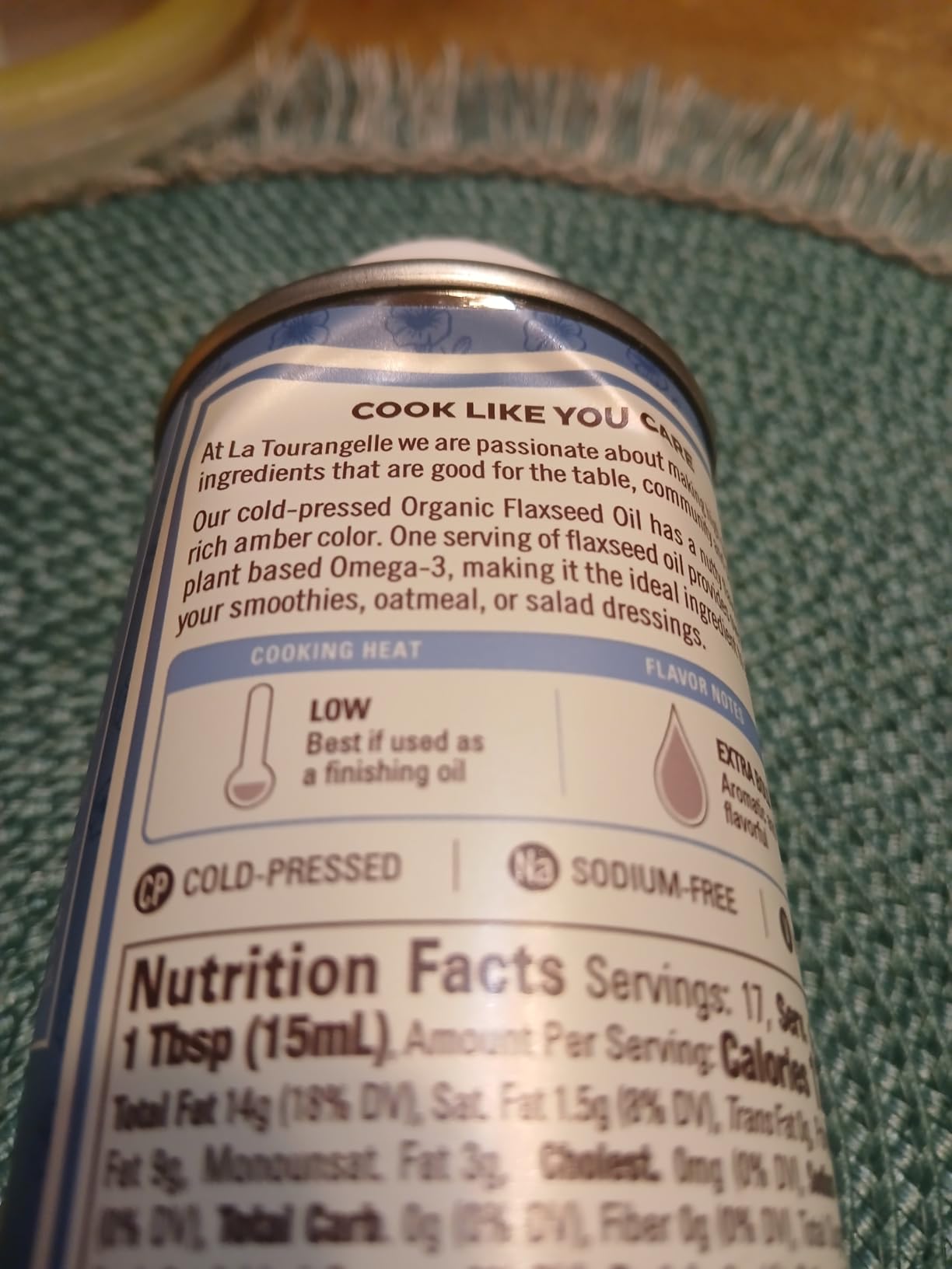 La Tourangelle, Organic Flaxseed Oil, Essential Omega-3 to Improve Heart Health, Vegan, Non-GMO, Gluten-Free, Kosher, Cast Iron Seasoning, 8.45 Fl Oz - Customer Photo 5