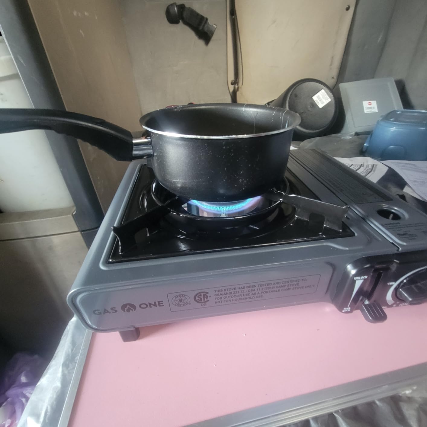 Gas One Portable Butane Camping Stove with Case: Automatic Ignition, Precise Heat Control - Camping & Tailgating and Outdoor Cooking - Customer Photo 2