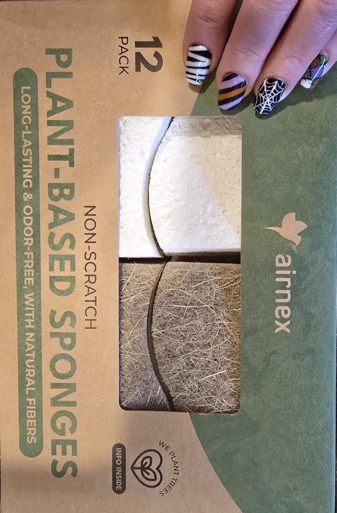 Biodegradable Natural Kitchen Sponge - Compostable Cellulose and Coconut Walnut Scrubber Sponge (12 Pack) - Customer Photo 2