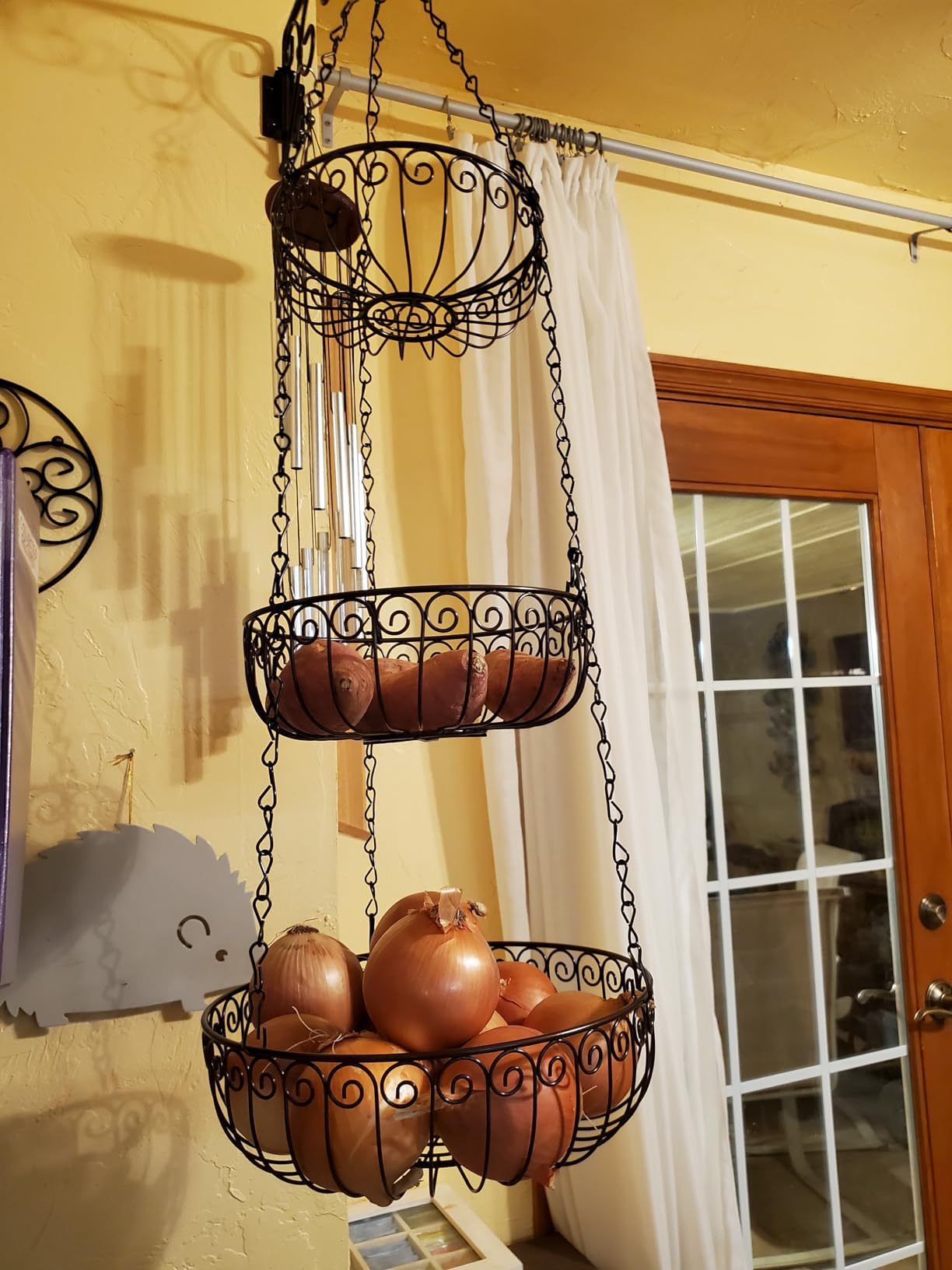 Simple Houseware Adjustable Metal Hanging Fruit Basket, Oblate, Black, 11 Simple Houseware Adjustable Metal Hanging Fruit Basket, Oblate, Black, 11