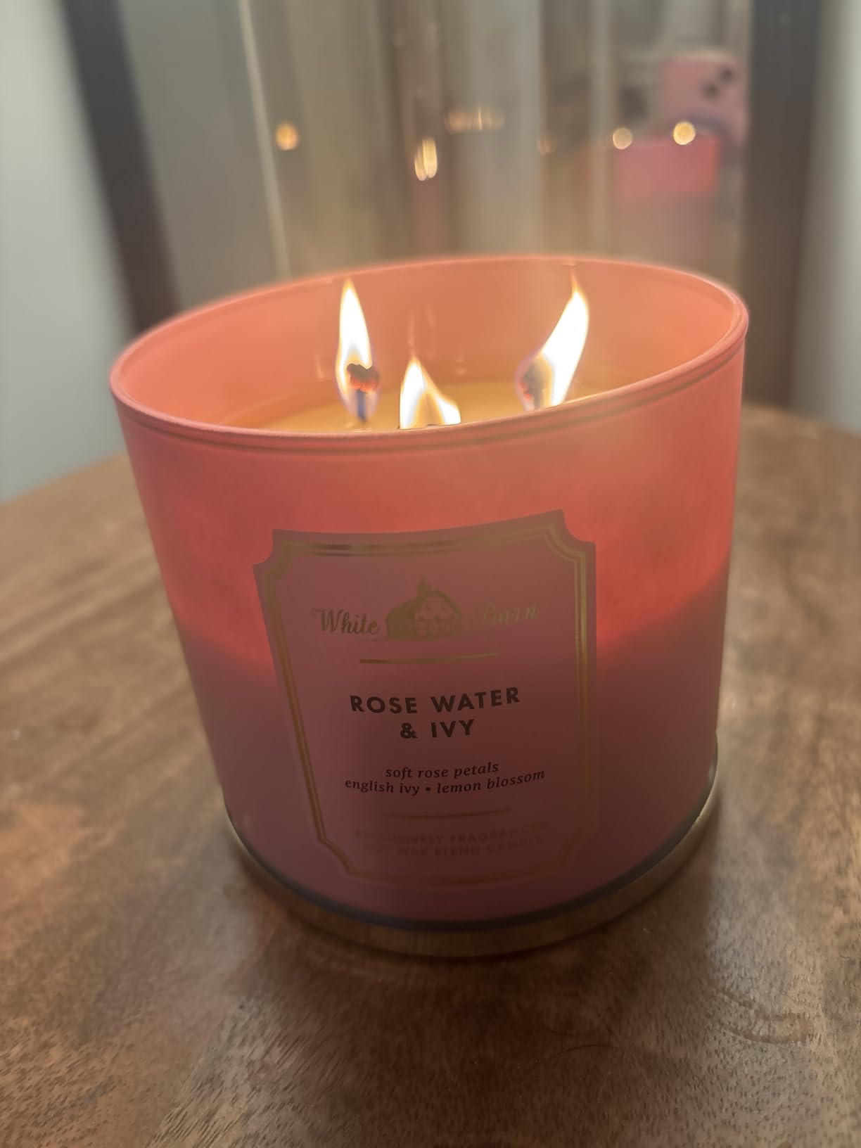 Bath and Body Works, White Barn 3-Wick Candle w/Essential Oils - 14.5 oz - 2021 Core Scents! (Rose Water & Ivy) Customer Review Bath and Body Works, White Barn 3-Wick Candle w/Essential Oils - 14.5 oz - 2021 Core Scents! (Rose Water & Ivy) - Customer Photo 1