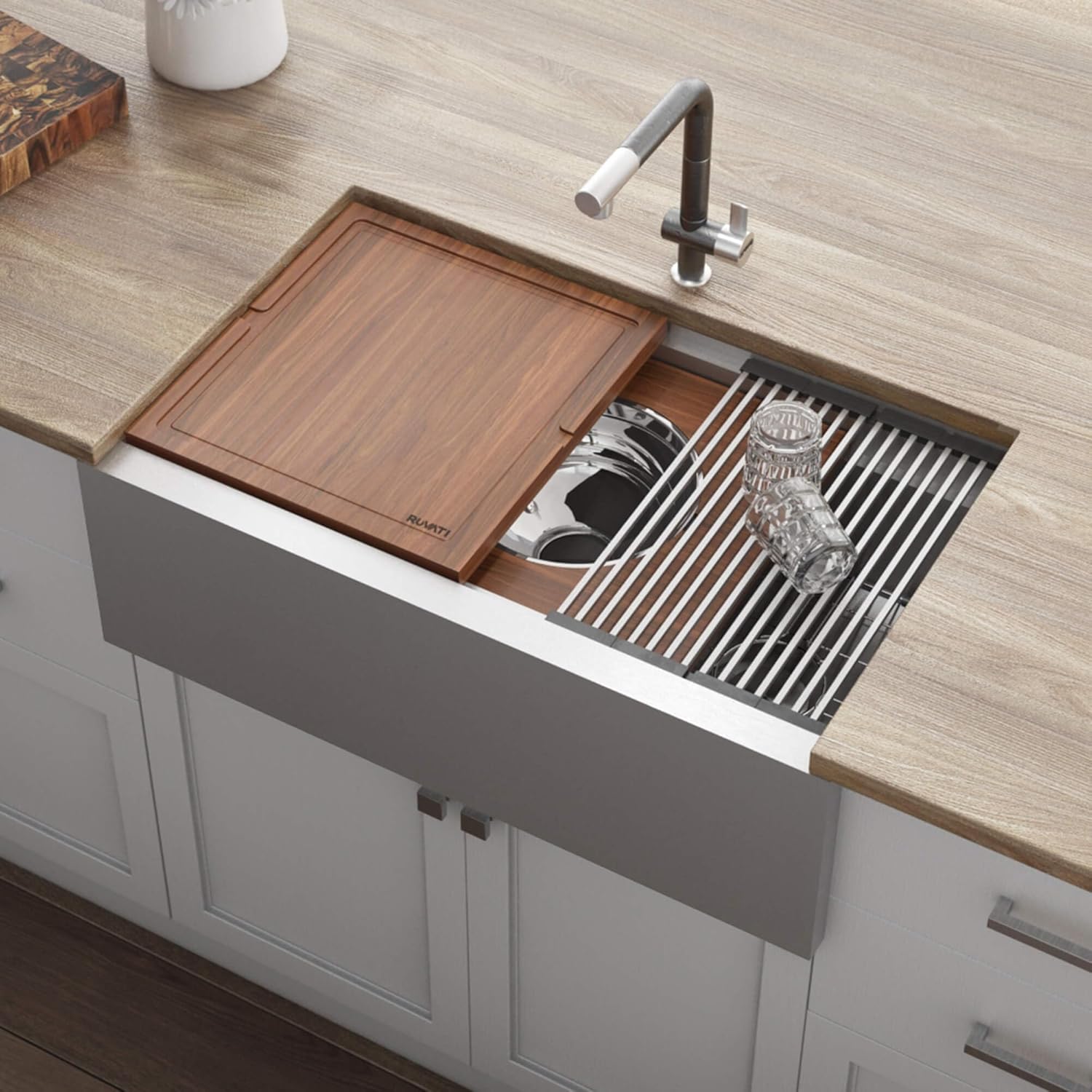 Ruvati 33-inch Workstation Two-Tiered Ledge Kitchen Sink Apron-Front 16 Gauge Stainless Steel - RVH9222 Customer Review Ruvati 33-inch Workstation Two-Tiered Ledge Kitchen Sink Apron-Front 16 Gauge Stainless Steel - RVH9222 - Customer Photo 2