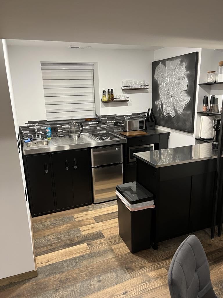Summit Appliance CK54SINKL 54 Wide All-In-One Kitchenette, Stainless Steel Sink and Faucet, 2-door Refrigerator-freezer, 2-burner Smooth-top Cooktop, Storage Compartments, 115V Operation, Black Customer Review Summit Appliance CK54SINKL 54 Wide All-In-One Kitchenette, Stainless Steel Sink and Faucet, 2-door Refrigerator-freezer, 2-burner Smooth-top Cooktop, Storage Compartments, 115V Operation, Black - Customer Photo 1