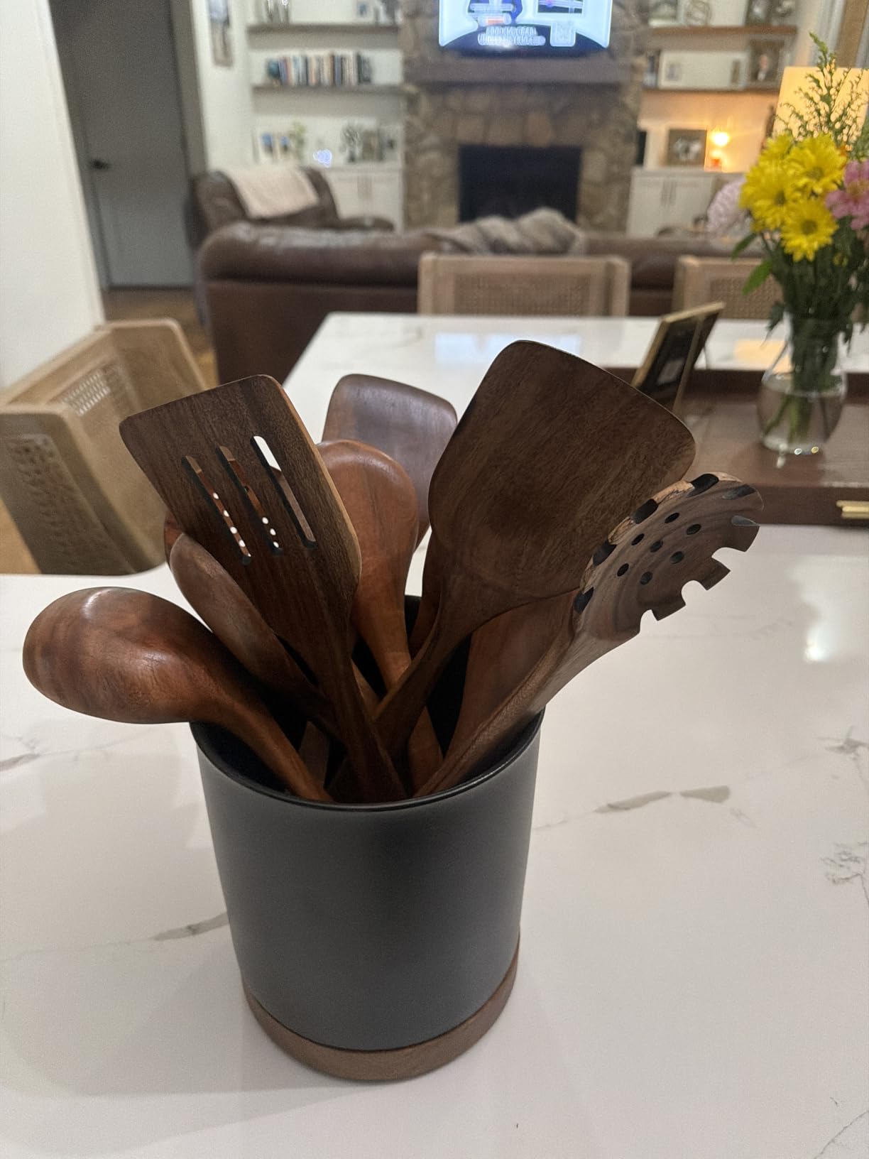 Wooden Spoons for Cooking,10 Pcs Natural Teak Wooden Kitchen Utensils Set Wooden Utensils for Cooking Wooden Cooking Utensils Wooden Spatulas for Cooking (10) - Customer Photo 1