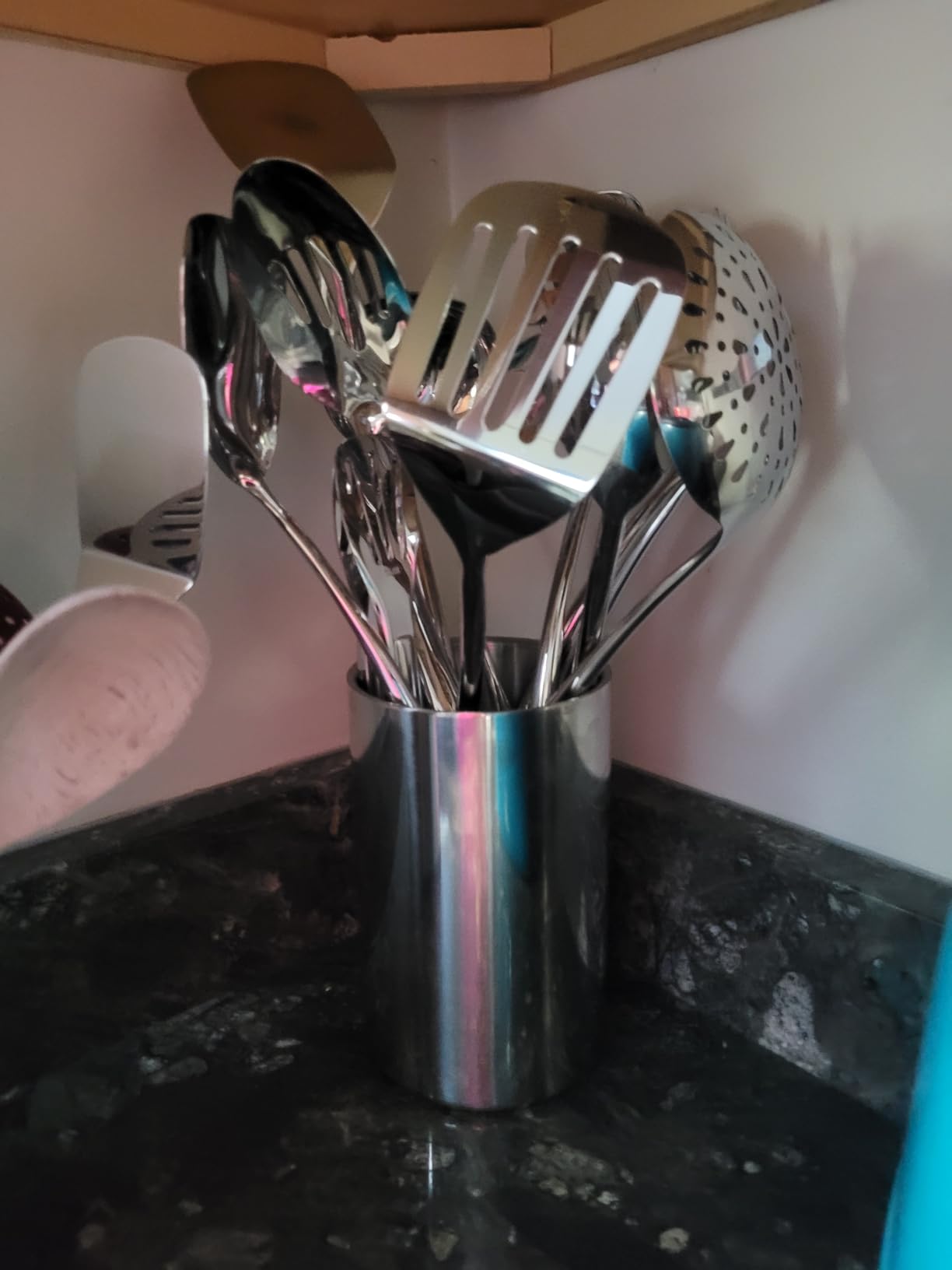 304 Stainless Steel Kitchen Utensil Set - 9 PCS Serving Utensils, Cooking Utensil, Solid Spoon, Slotted Spoon, Fork, Spatula, Ladle, Skimmer Spoon, Slotted Spatula Tunner, Spaghetti Spoon, Large Spoon - Customer Photo 1