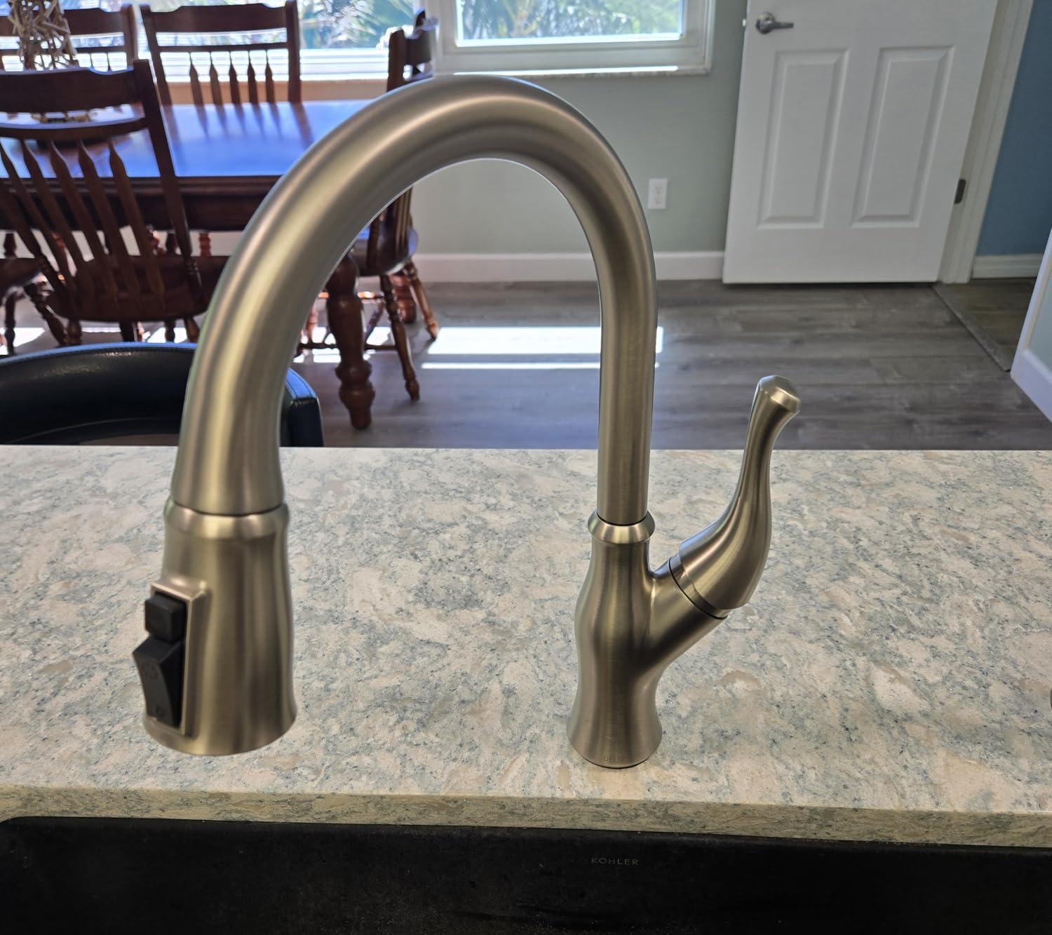 Delta Ophelia Brushed Nickel Kitchen Faucet with Pull Down Sprayer, Modern Single Hole Kitchen Sink Faucet, Single Handle, SpotShield Stainless 19888Z-SP-DST Customer Review Delta Ophelia Brushed Nickel Kitchen Faucet with Pull Down Sprayer, Modern Single Hole Kitchen Sink Faucet, Single Handle, SpotShield Stainless 19888Z-SP-DST - Customer Photo 2