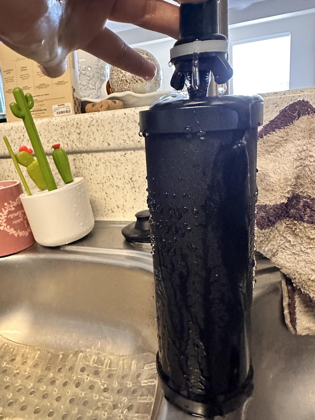 Purewell 3-Stage 0.01 Micron Ultra-Filtration Gravity Water Filter System, NSF/ANSI 42&372 Certification, 304 Stainless Steel Countertop System with 2 Filters and Stand, Reduce 99% Chlorine, 2.25G, PW-OB customer photo 2