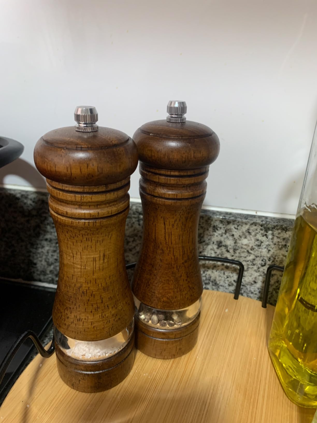 2-Piece Salt and Pepper Grinder Set, 8 Inch Wooden Salt and Pepper Mills with Adjustable Coarseness, Refillable Manual Pepper Mill Grinder for Home Cooks (Brown) - Customer Photo 3