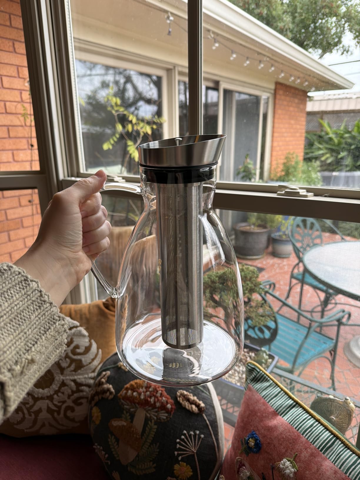 Teabloom Large Multi-Brew Glass Teapot + Kettle + Pitcher (68 OZ / 2.0 L / 8 CUPS) – Brew and Serve Hot Tea, Iced Tea, Cold Brew Tea and Fruit Infused Water – Silhouette Tea Maker - Customer Photo 1