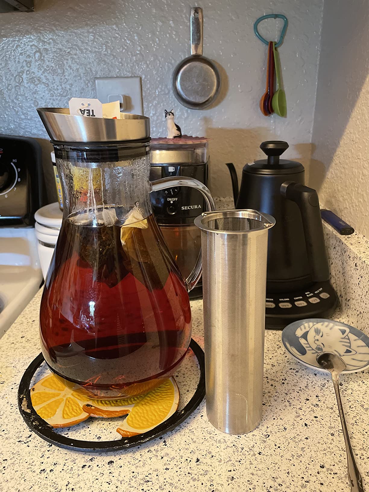Teabloom Large Multi-Brew Glass Teapot + Kettle + Pitcher (68 OZ / 2.0 L / 8 CUPS) – Brew and Serve Hot Tea, Iced Tea, Cold Brew Tea and Fruit Infused Water – Silhouette Tea Maker - Customer Photo 2