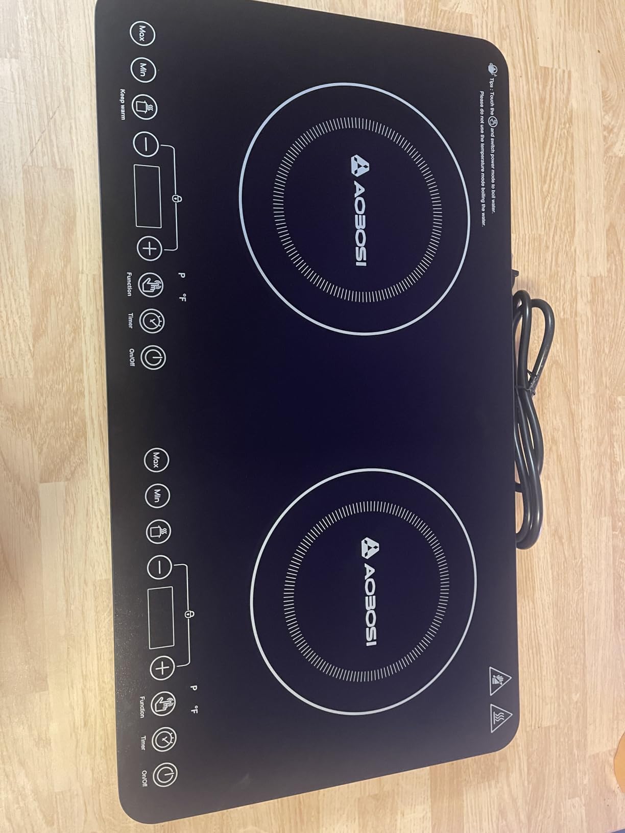 Aobosi Double Induction Cooktop, Portable Induction Cooker with 2 Burner Independent Control, Ultrathin Body, 10 Temperature, 1800W-Multiple Power Levels, 4 Hour Timer, Safety Lock Customer Review Aobosi Double Induction Cooktop, Portable Induction Cooker with 2 Burner Independent Control, Ultrathin Body, 10 Temperature, 1800W-Multiple Power Levels, 4 Hour Timer, Safety Lock - Customer Photo 2