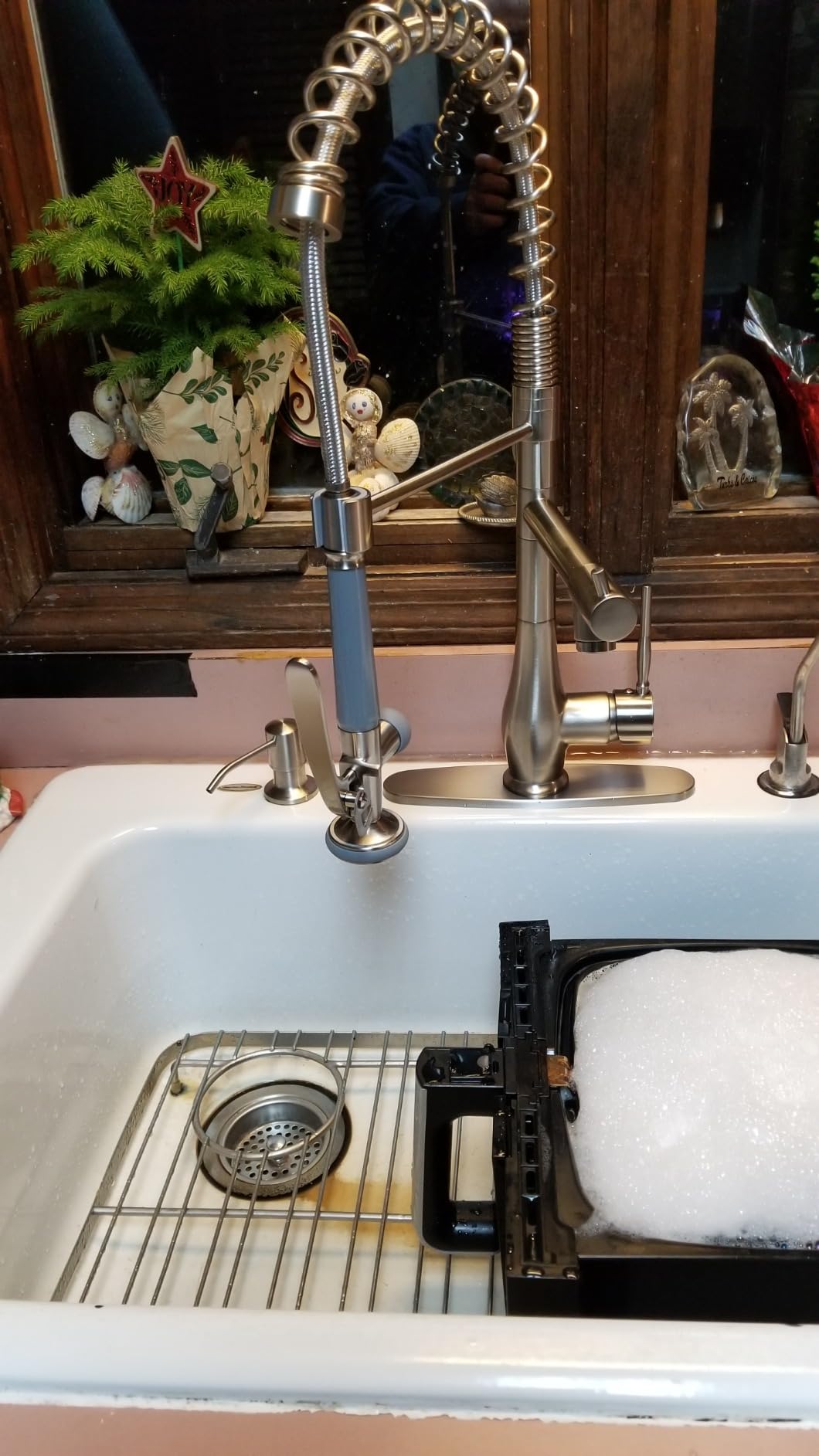 GIMILI Kitchen Faucet with Pull Down Sprayer Single Handle High Pressure Brushed Nickel Kitchen Sink Faucet Commercial Double-Headed Stainless Steel Kitchen Faucets Sink with Deck Plate Customer Review GIMILI Kitchen Faucet with Pull Down Sprayer Single Handle High Pressure Brushed Nickel Kitchen Sink Faucet Commercial Double-Headed Stainless Steel Kitchen Faucets Sink with Deck Plate - Customer Photo 1