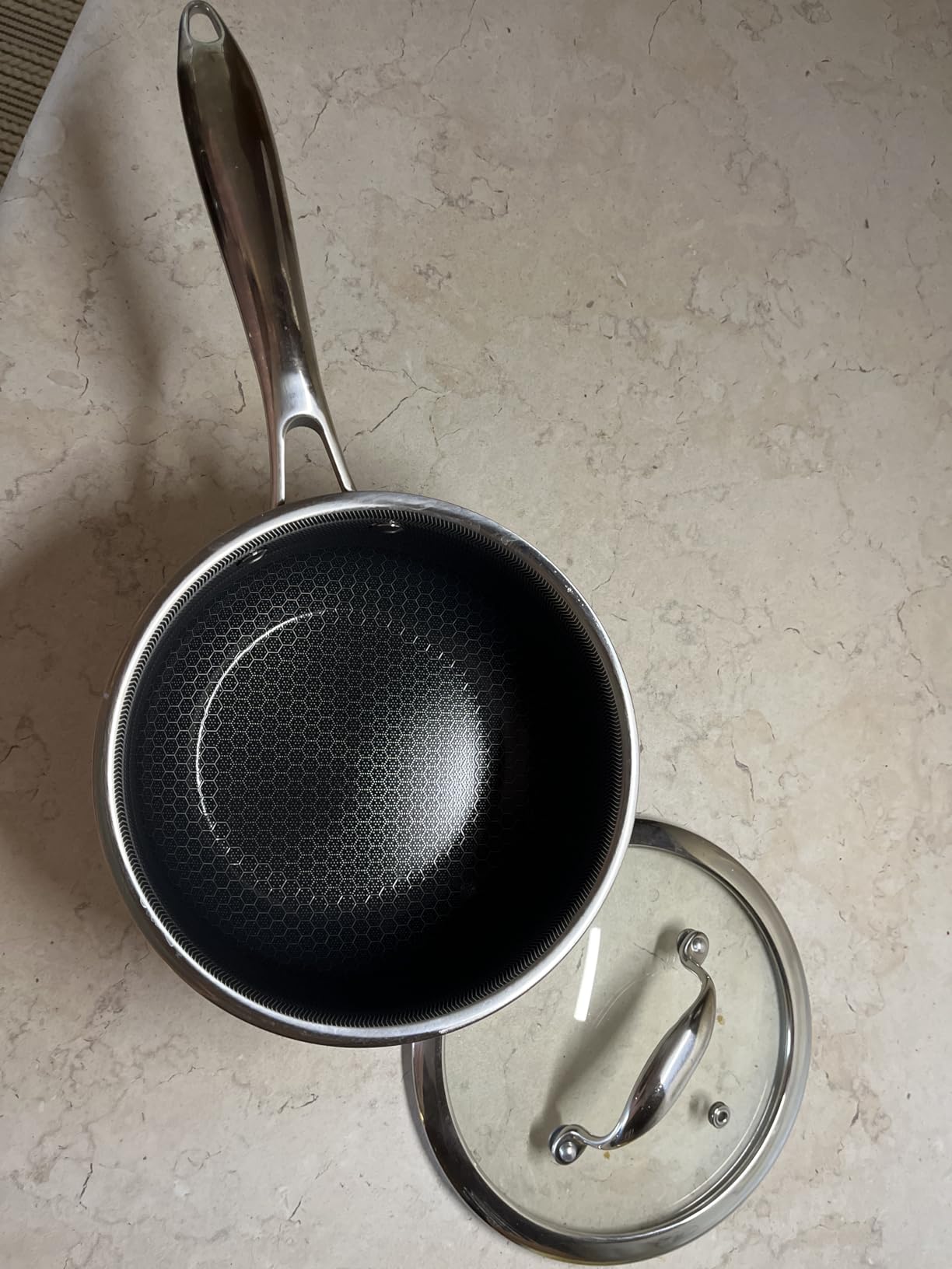 HexClad Hybrid Nonstick 1-Quart Saucepan with Tempered Glass Lid, Stay-Cool Handle, Dishwasher-Friendly, Oven-Safe Up to 900°F, Induction Ready, Compatible with All Cooktops - Customer Photo 1