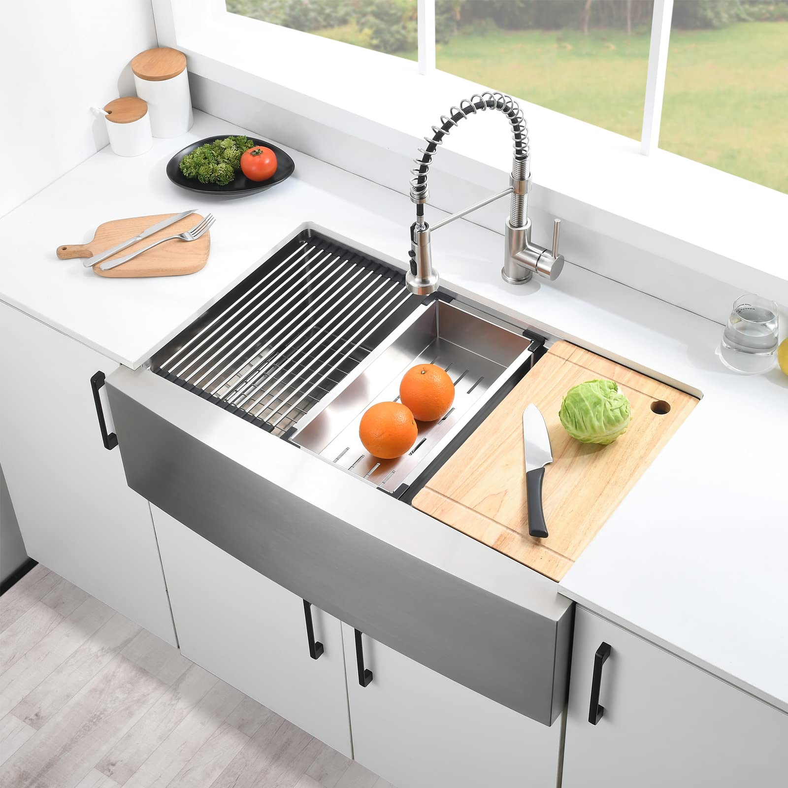 33 Inch Farmhouse Sink - Loftus Apron Front Kitchen Sink 16 Gauge Stainless Steel Workstation Ledge Deep Single Bowl Farm Sink with Accessories Customer Review 33 Inch Farmhouse Sink - Loftus Apron Front Kitchen Sink 16 Gauge Stainless Steel Workstation Ledge Deep Single Bowl Farm Sink with Accessories - Customer Photo 2