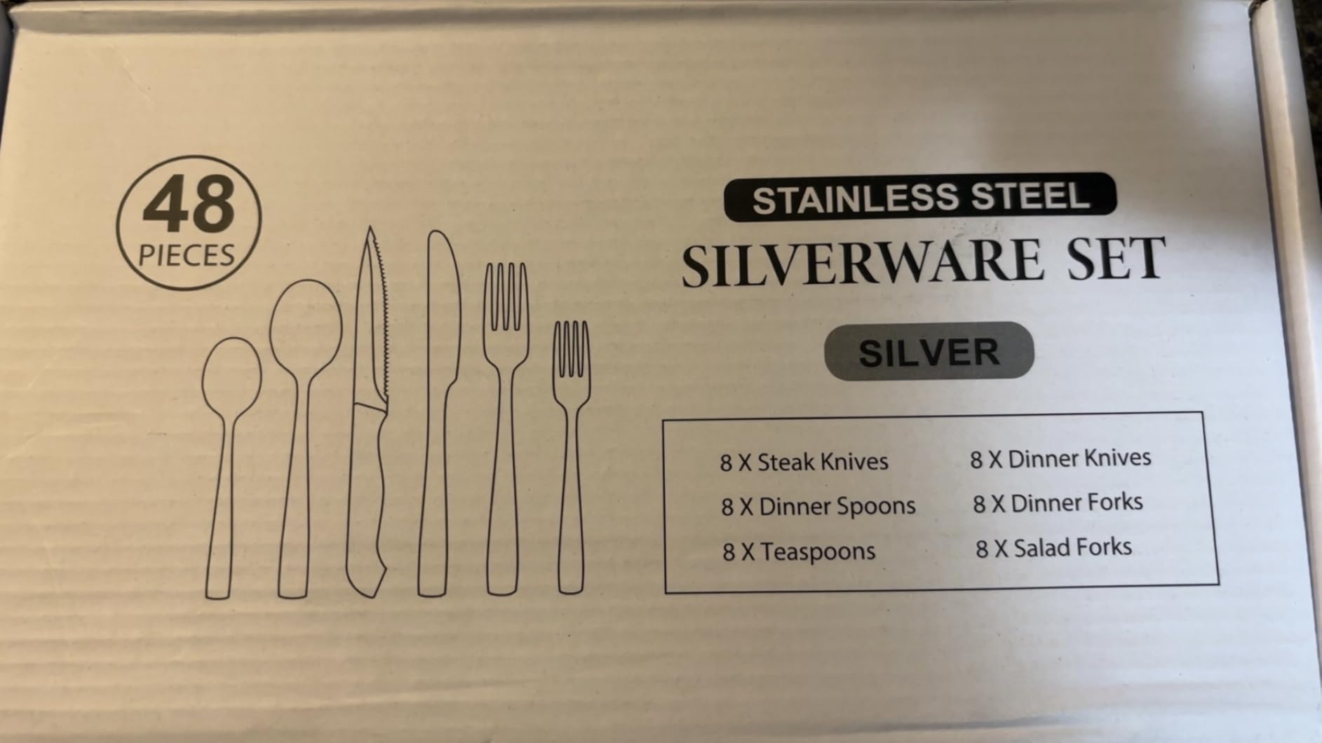 Hiware 48-Piece Matte Black Silverware Set with Steak Knives, Black Flatware Set for 8, Stainless Steel Tableware Cutlery Set, Utensil Sets for Kitchen Customer Review Hiware 48-Piece Matte Black Silverware Set with Steak Knives, Black Flatware Set for 8, Stainless Steel Tableware Cutlery Set, Utensil Sets for Kitchen - Customer Photo 2