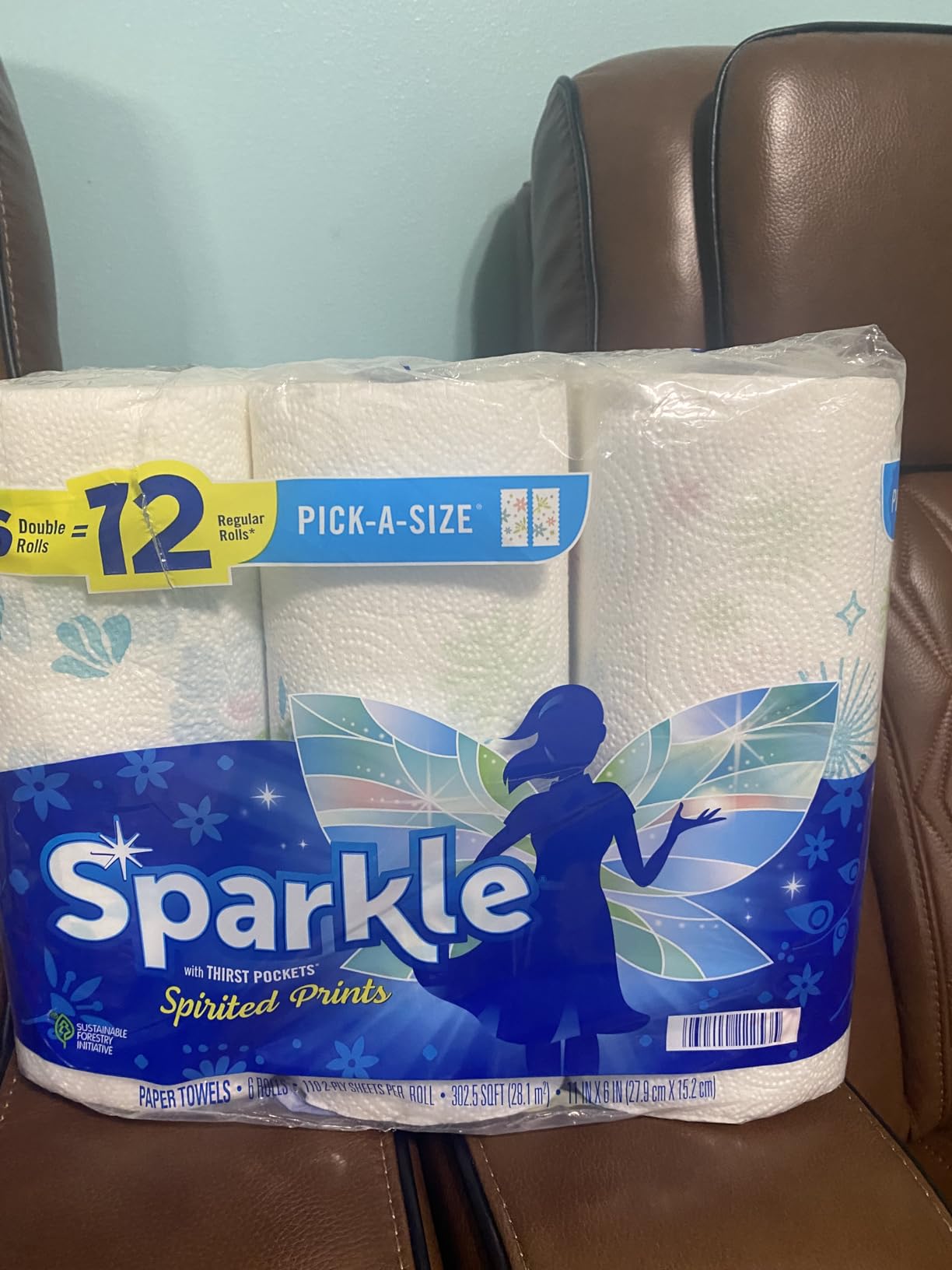 Sparkle Pick-A-Size Paper Towels, Spirited Print Design, 6 Double Rolls (660 Sheets Total) - Strong 2-Ply Towels for Kitchen Cleanup and Everyday Messes Customer Review Sparkle Pick-A-Size Paper Towels, Spirited Print Design, 6 Double Rolls (660 Sheets Total) - Strong 2-Ply Towels for Kitchen Cleanup and Everyday Messes - Customer Photo 3