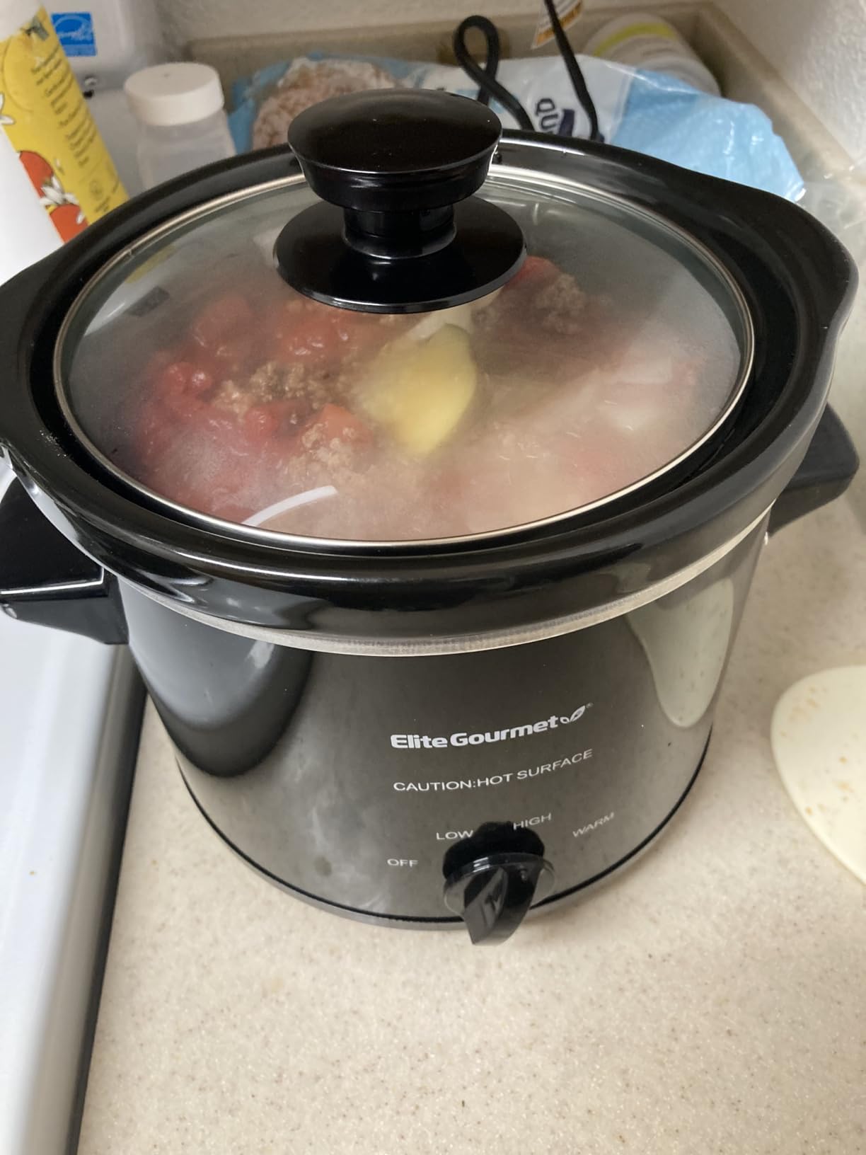 Elite Gourmet MST239X Electric Round Slow Cooker, Adjustable Temp, Entrees, Sauces, Stews & Dips, Dishwasher Safe Glass Lid & Crock, 2 Quart, Black - Customer Photo 4