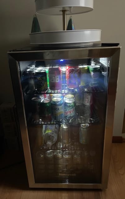 Honeywell Beverage Refrigerator and Cooler, 116 Can Mini Fridge with Glass Door for Soda Beer or Wine for Office or Bar with Adjustable Removable Shelving, Commercial Grade Customer Review Best Man Cave Refrigerator