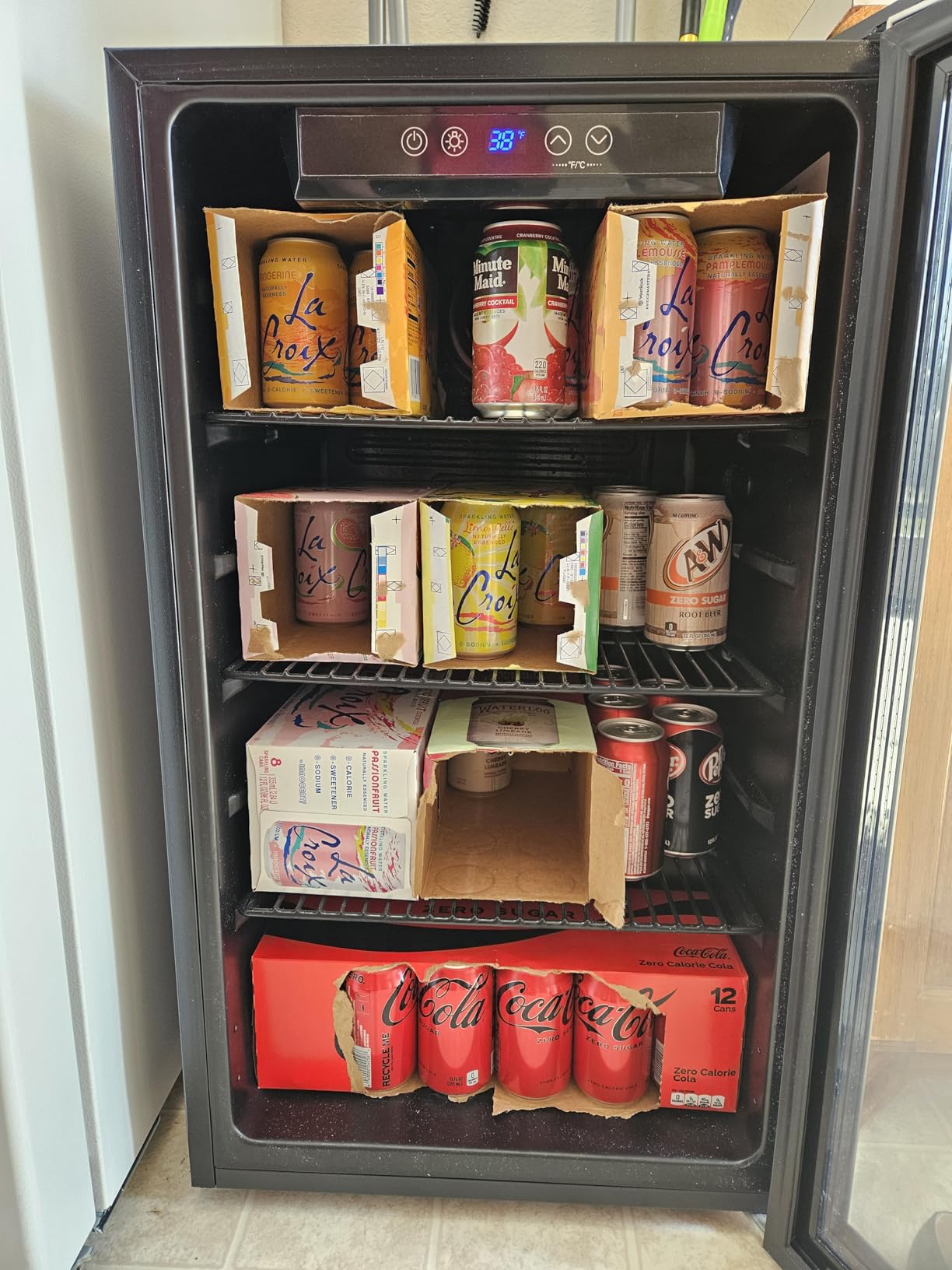 Honeywell Beverage Refrigerator and Cooler, 116 Can Mini Fridge with Glass Door for Soda Beer or Wine for Office or Bar with Adjustable Removable Shelving, Commercial Grade Customer Review Honeywell Beverage Refrigerator and Cooler, 116 Can Mini Fridge with Glass Door for Soda Beer or Wine for Office or Bar with Adjustable Removable Shelving, Commercial Grade - Customer Photo 2